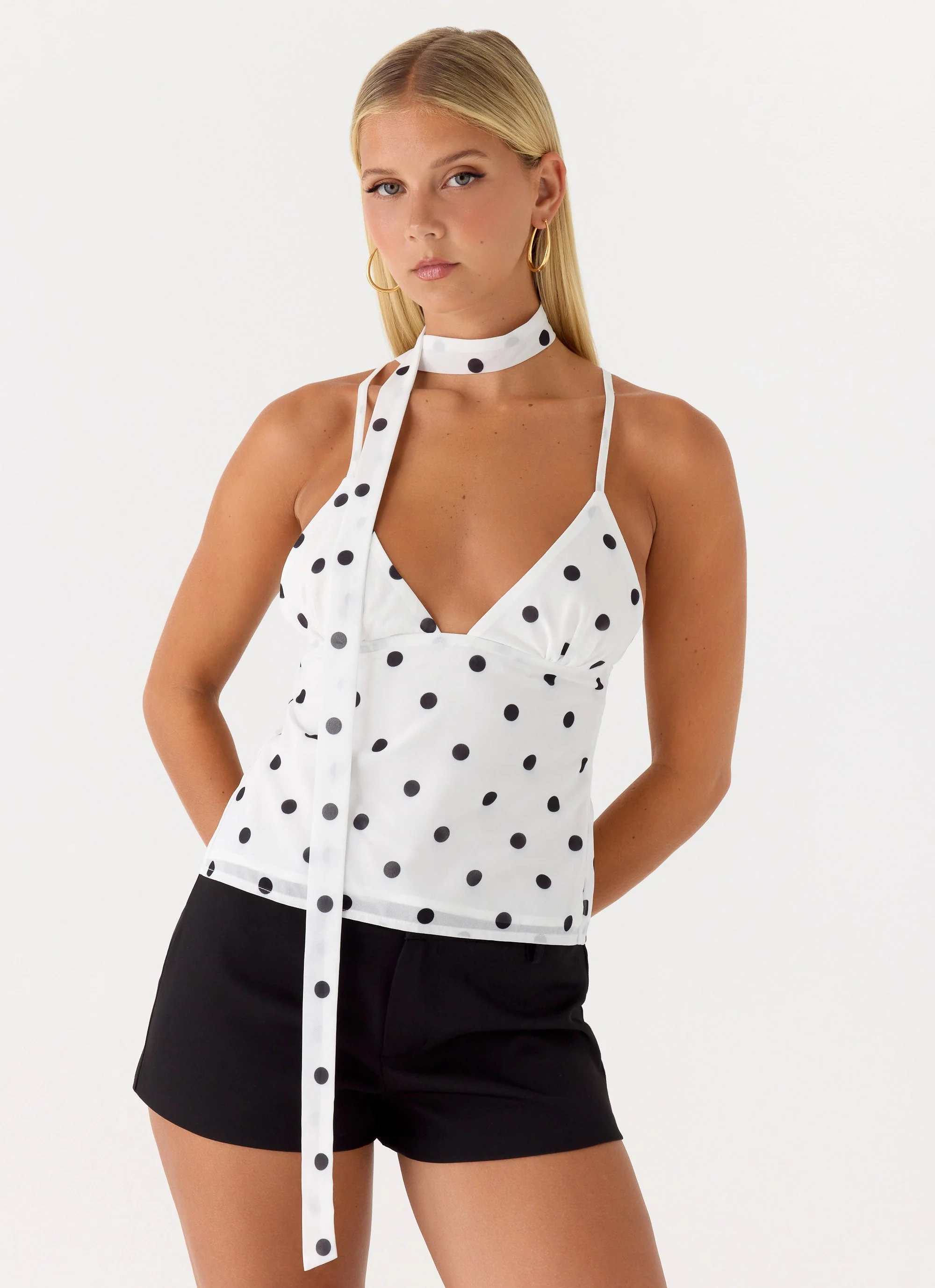 Quiero Backless Top - White Polka Dot - Image 5