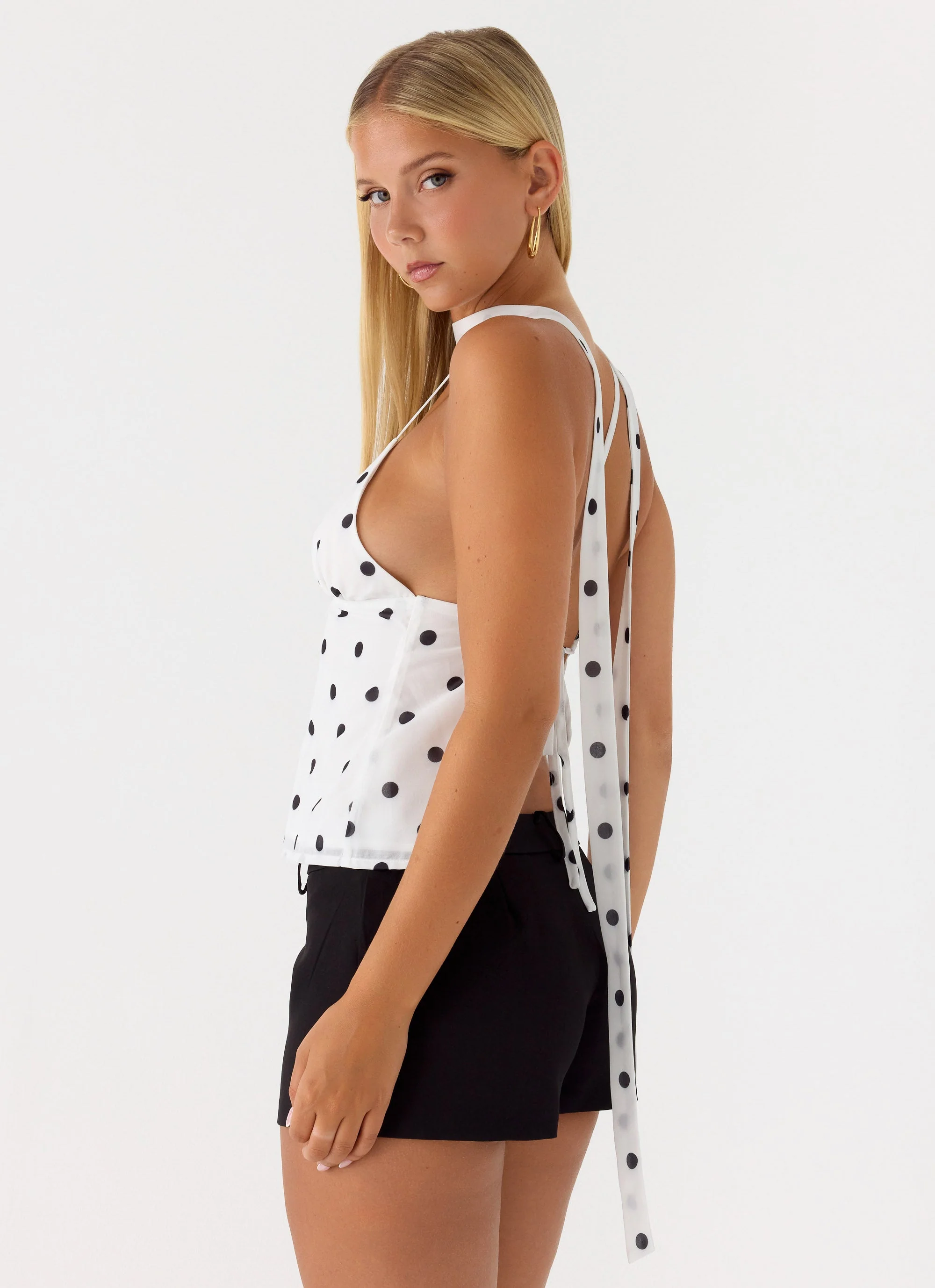 Quiero Backless Top - White Polka Dot - Image 6