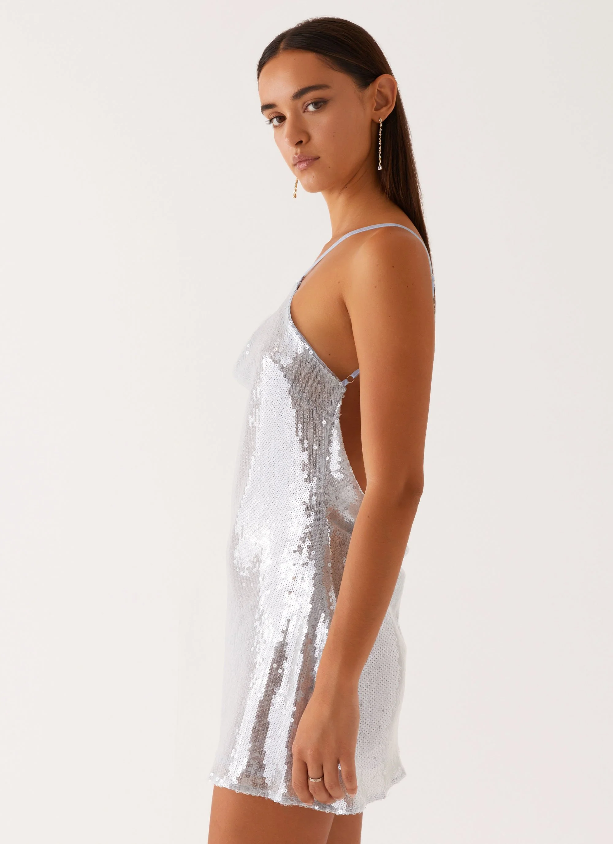 Radiant Energy Cowl Back Mini Dress - Blue - Image 5