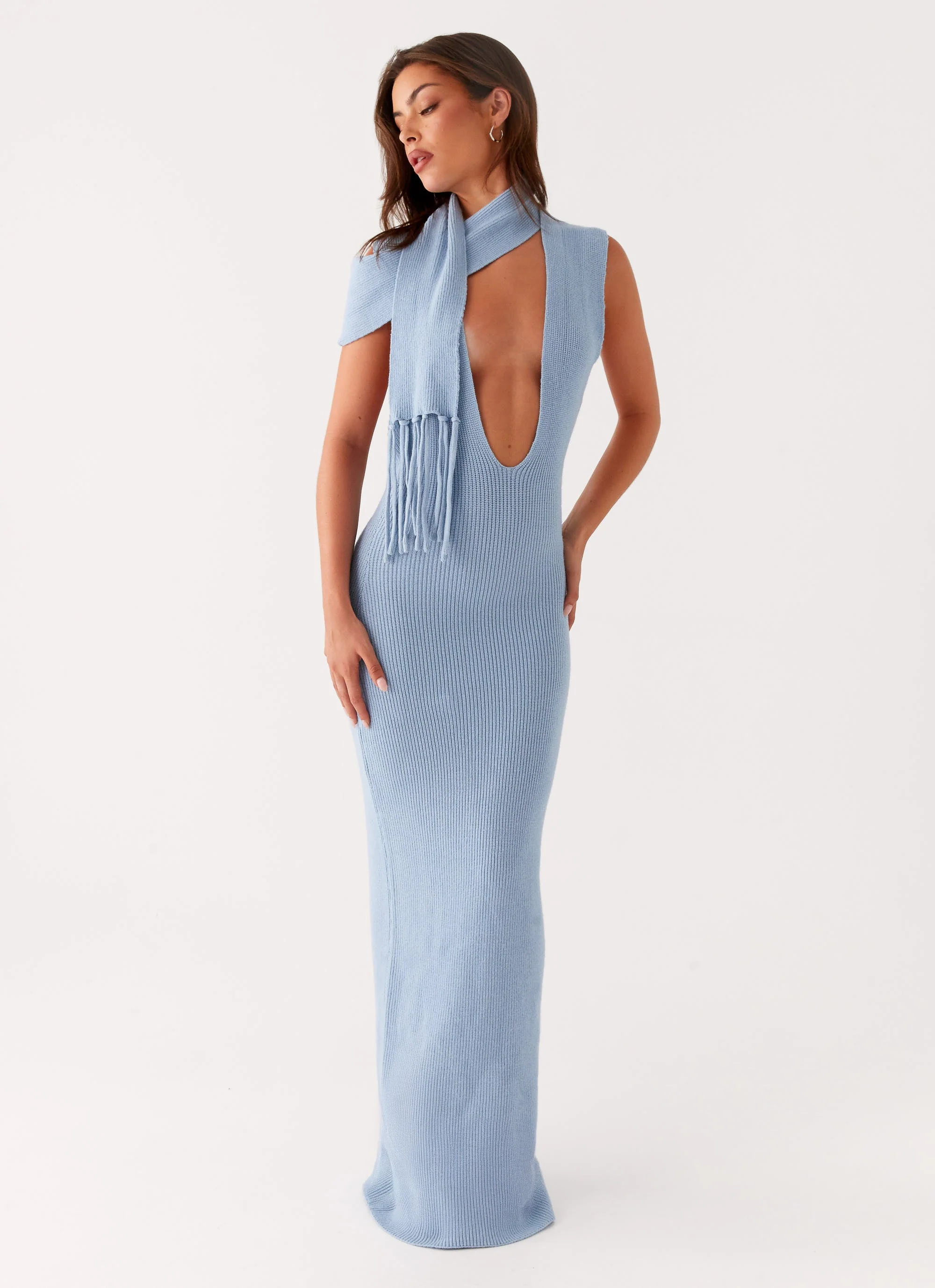 Raine Knit Maxi Dress - Blue - Image 5