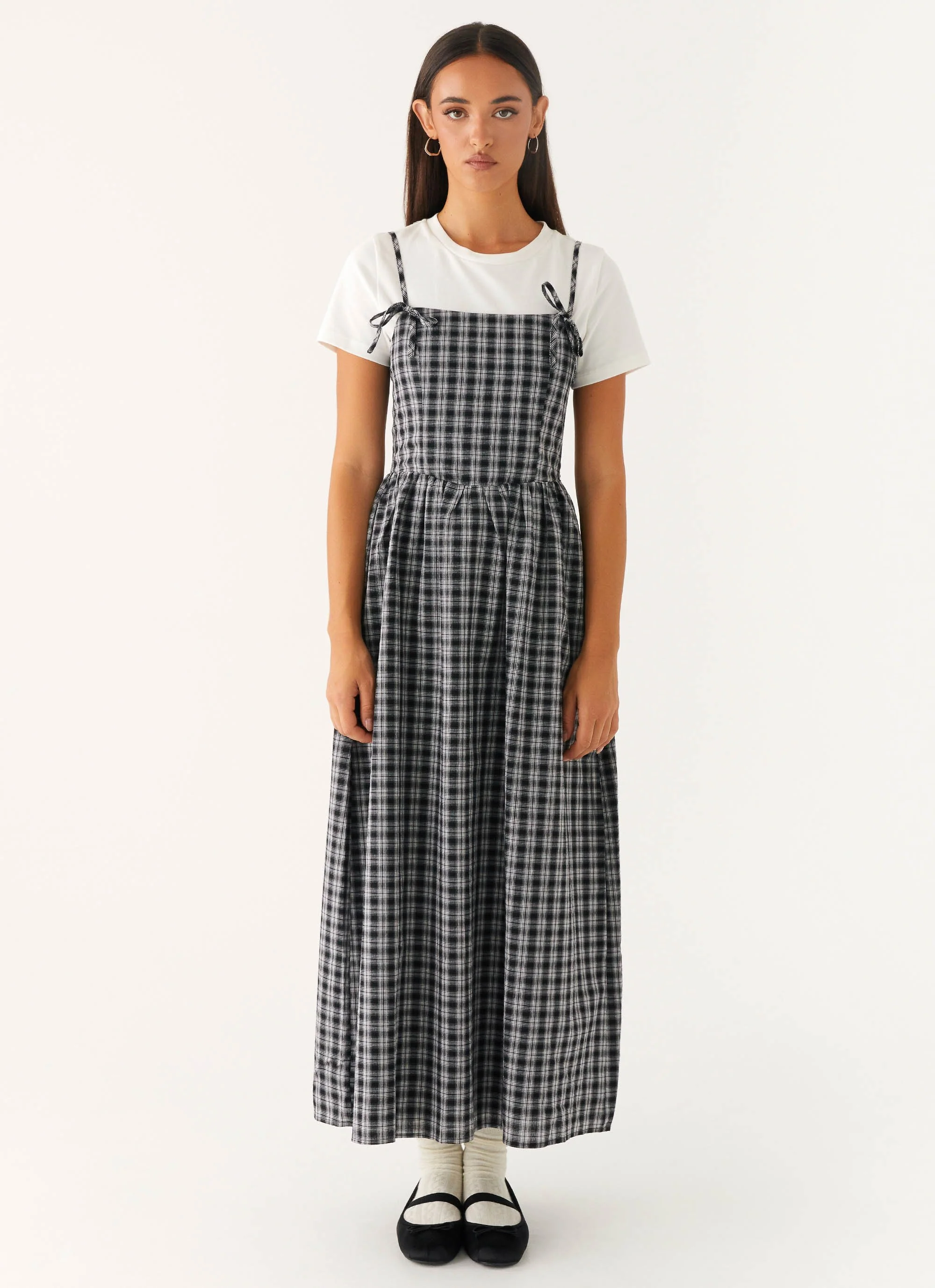 Ramsey Midi Dress - White Black Check - Image 2