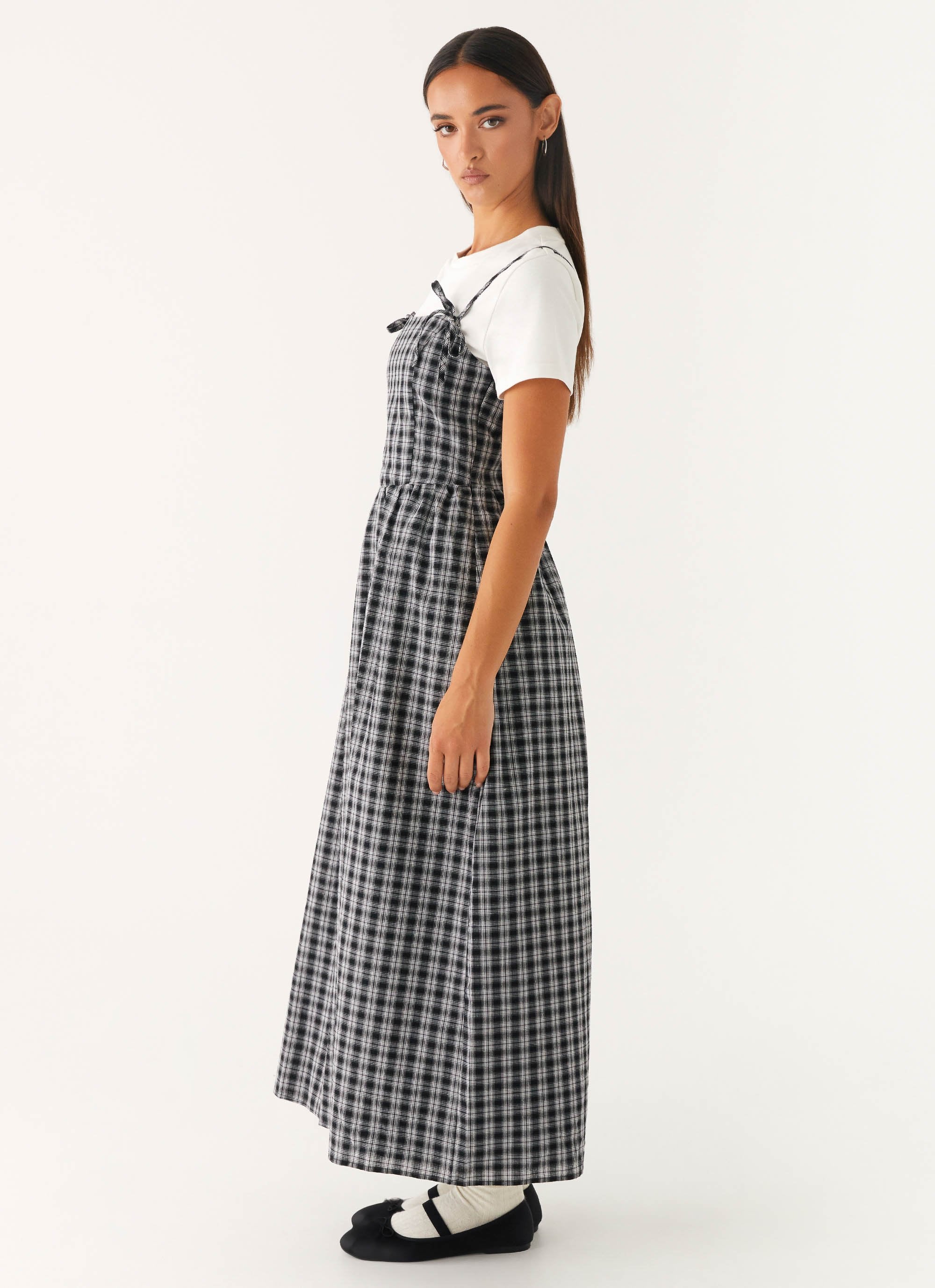 Ramsey Midi Dress - White Black Check - Image 3