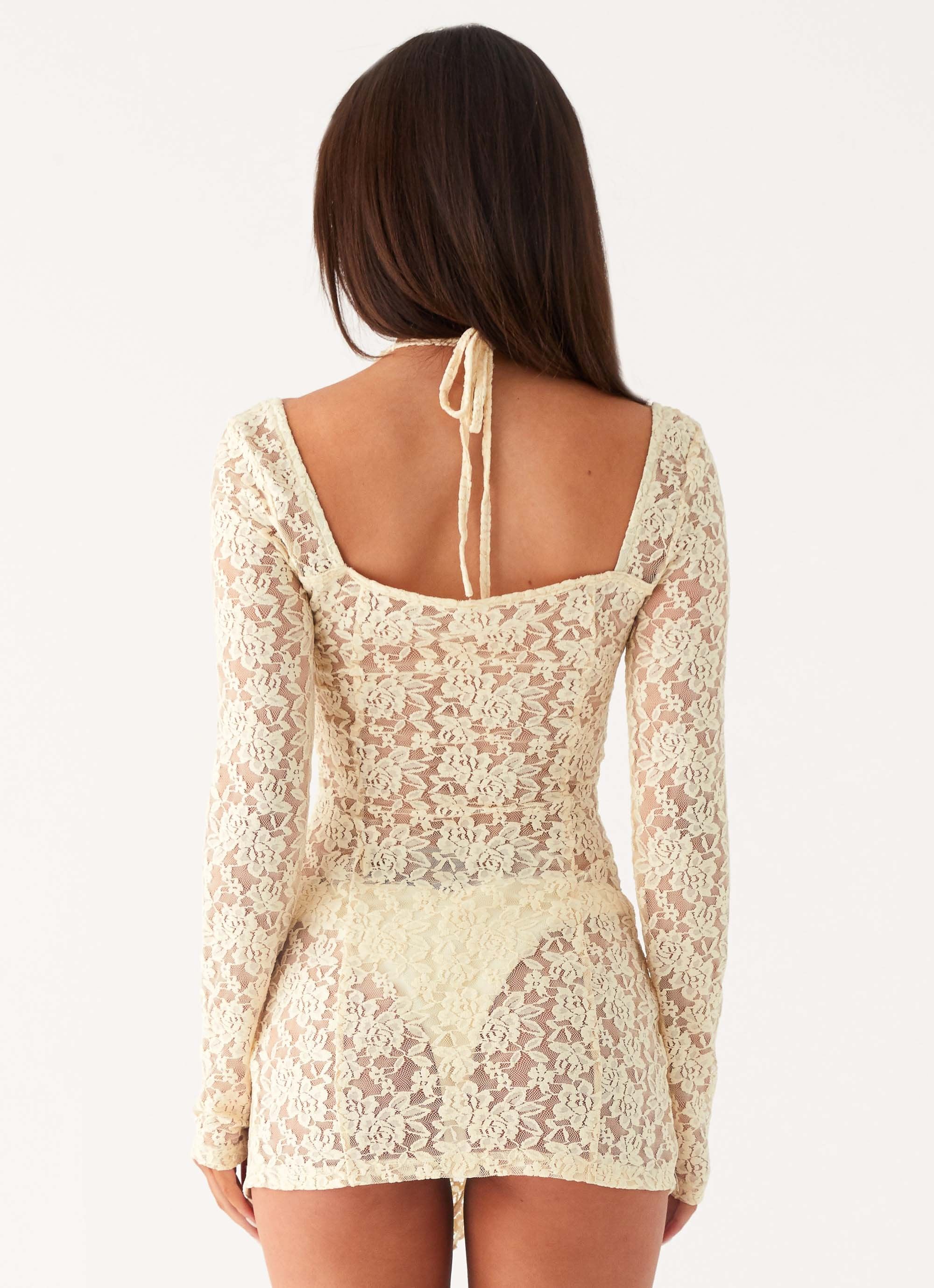 Rarri Lace Mini Dress - Ivory - Image 4