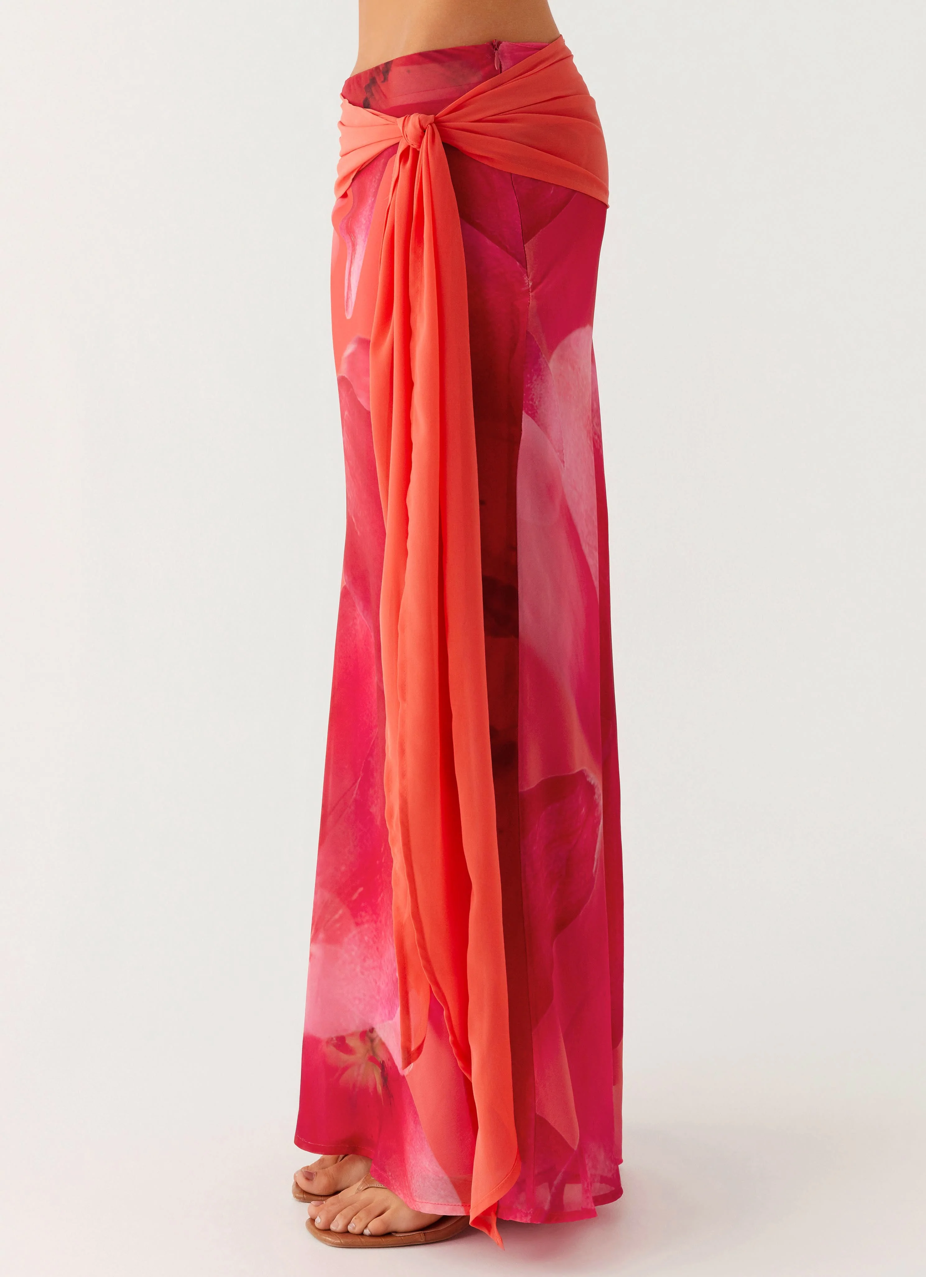 Raya Maxi Skirt - Peach Watermelon Flower - Image 3