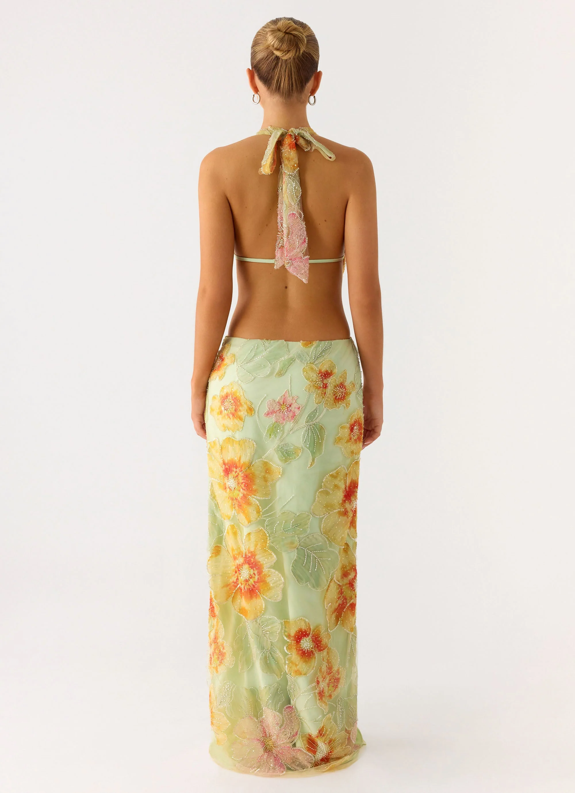 Really Something Beaded Maxi Dress - Green Floral Beaded - Image 4