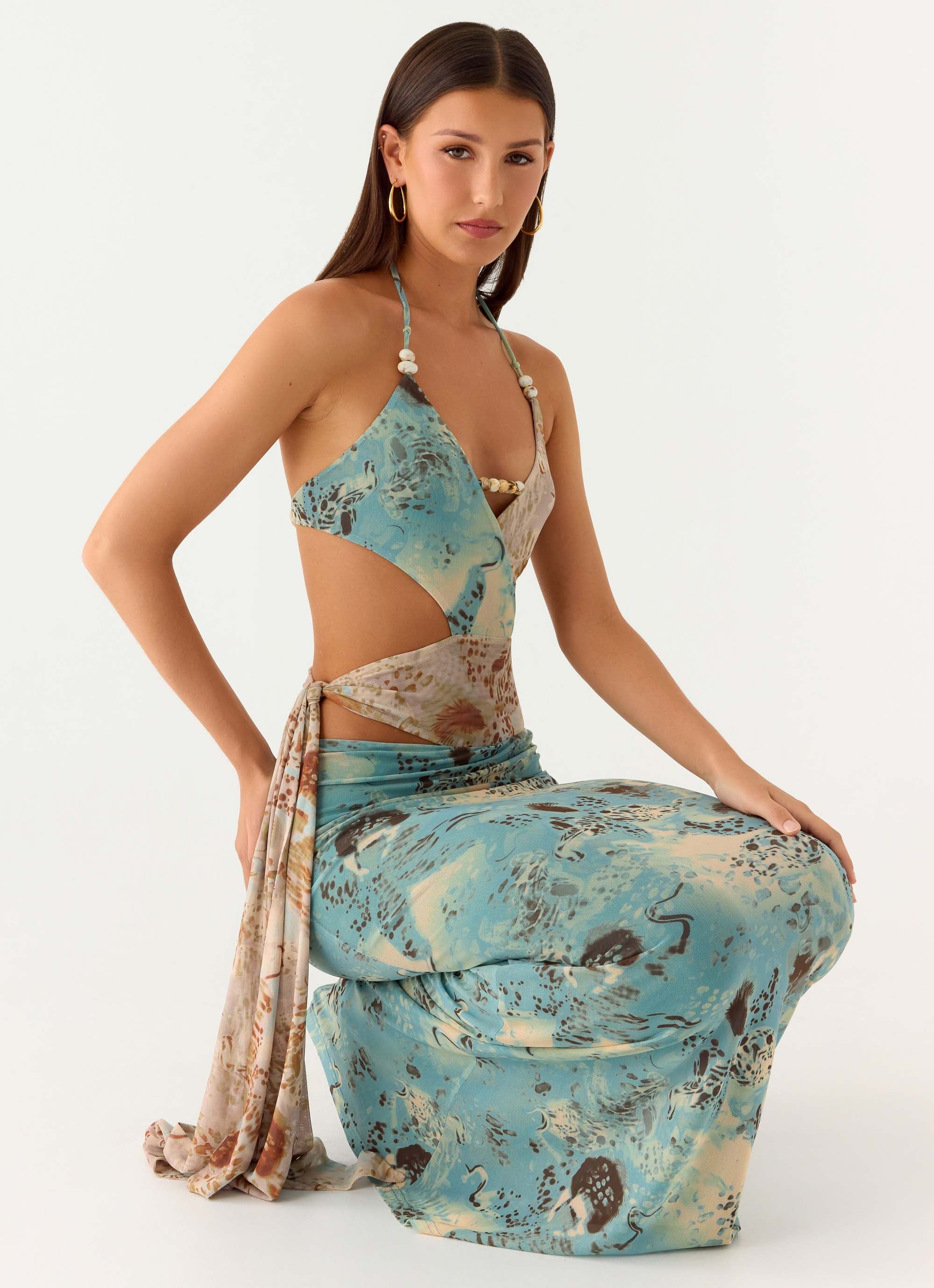 Rebel Beaded Maxi Dress - Aqua Blur - Image 6