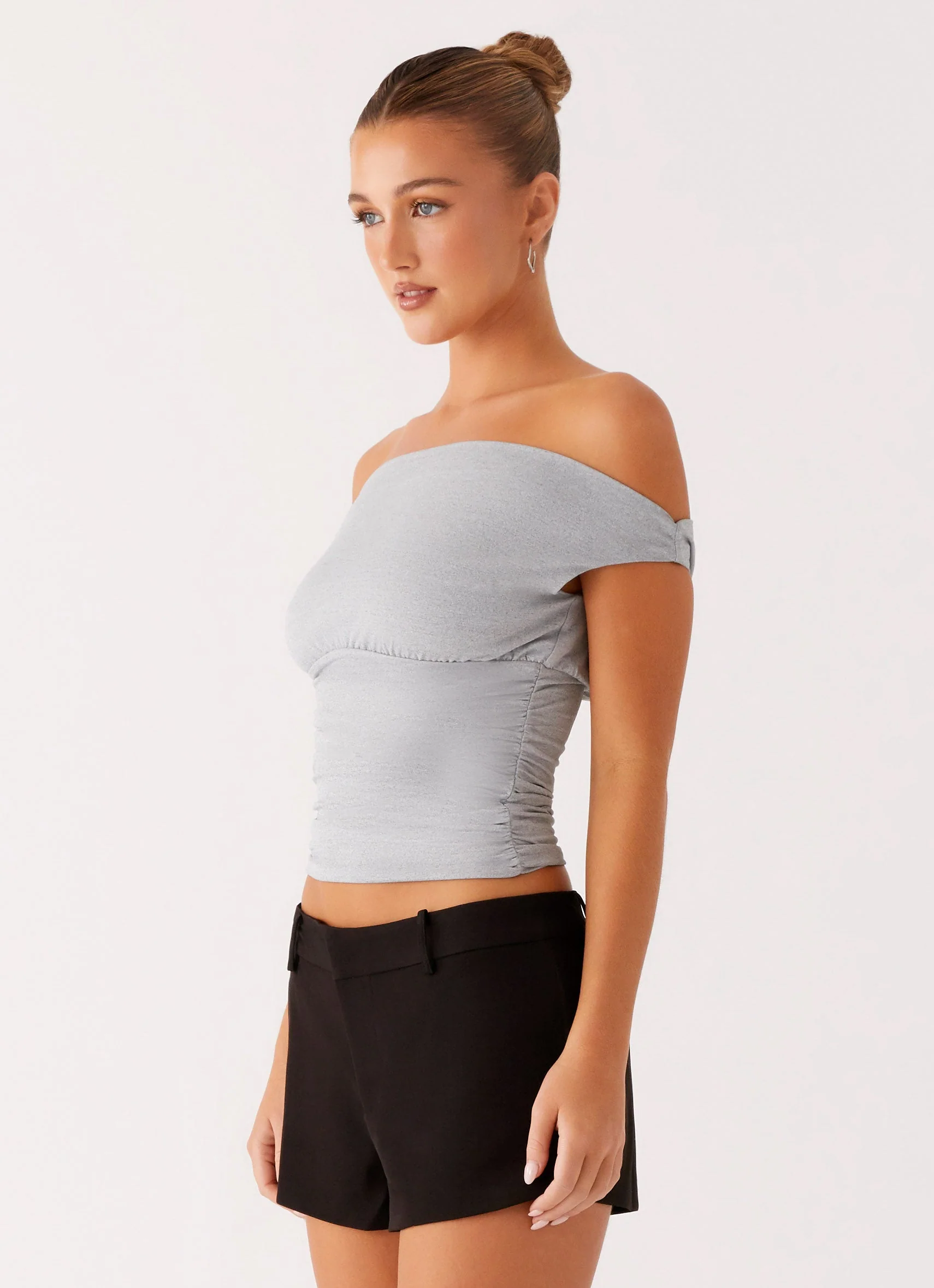 Reva Off Shoulder Top - Grey - Image 3