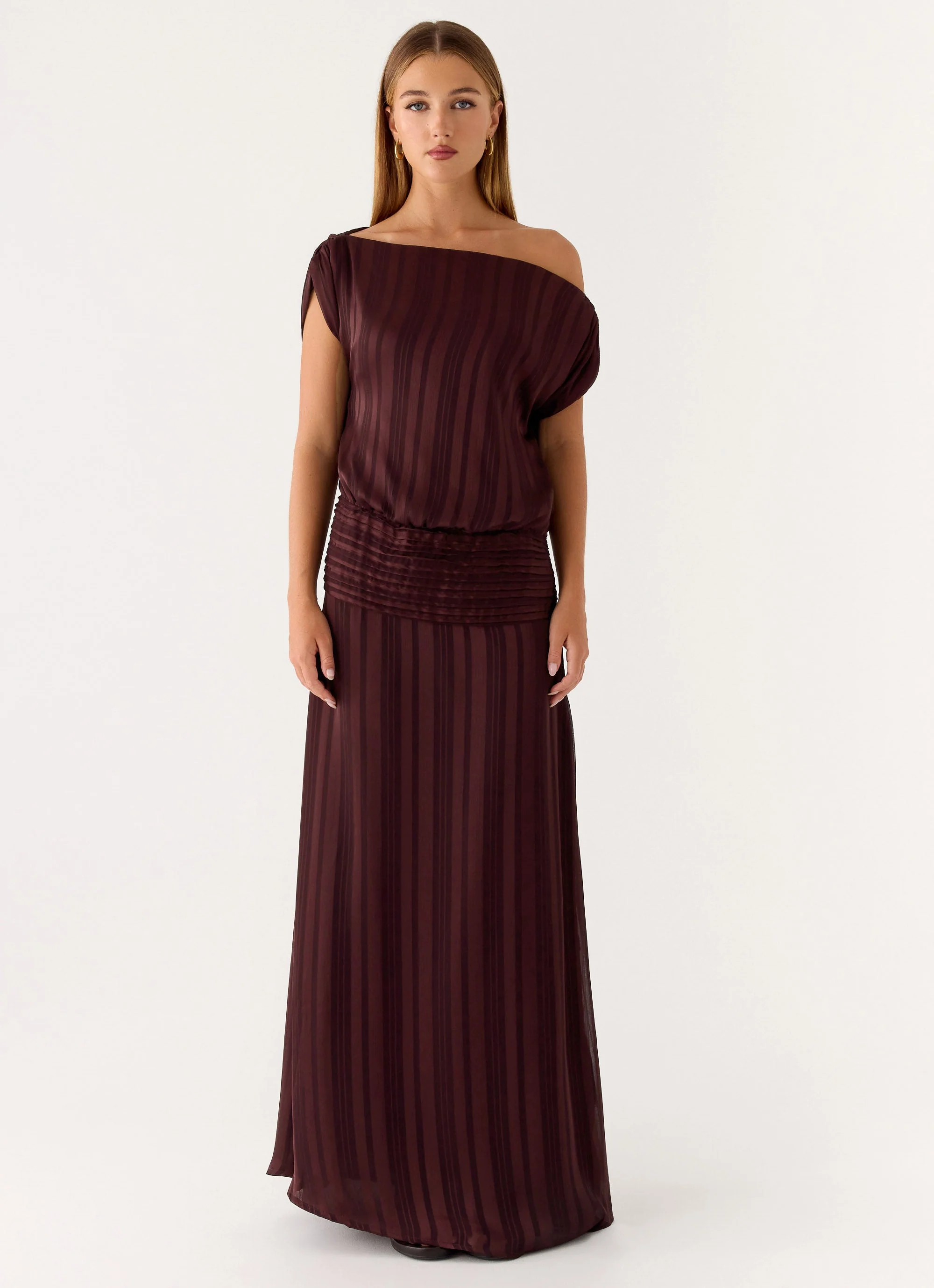 Rexi One Shoulder Maxi Dress - Aubergine Gleam - Image 4