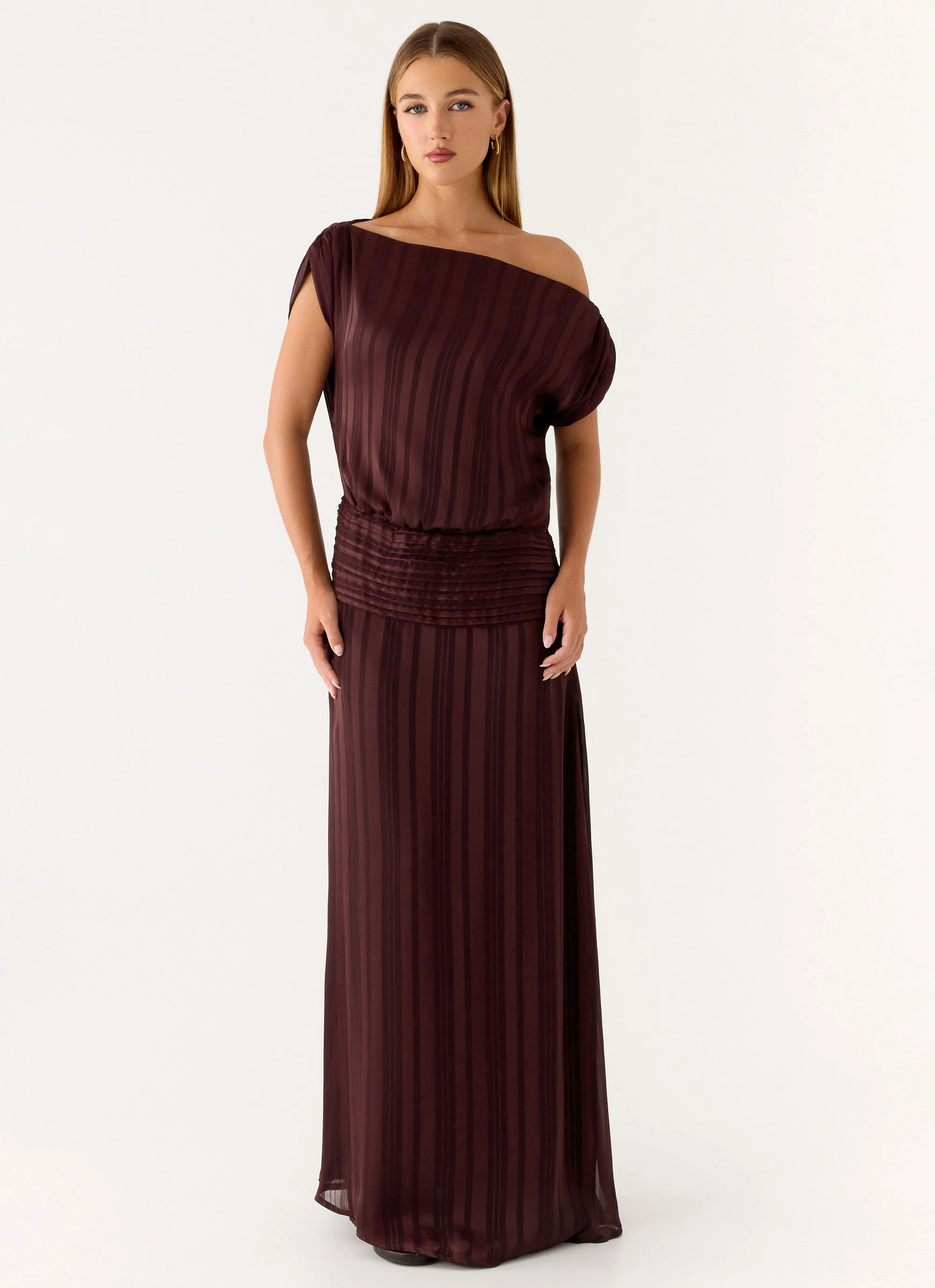 Rexi One Shoulder Maxi Dress - Aubergine Gleam - Image 6