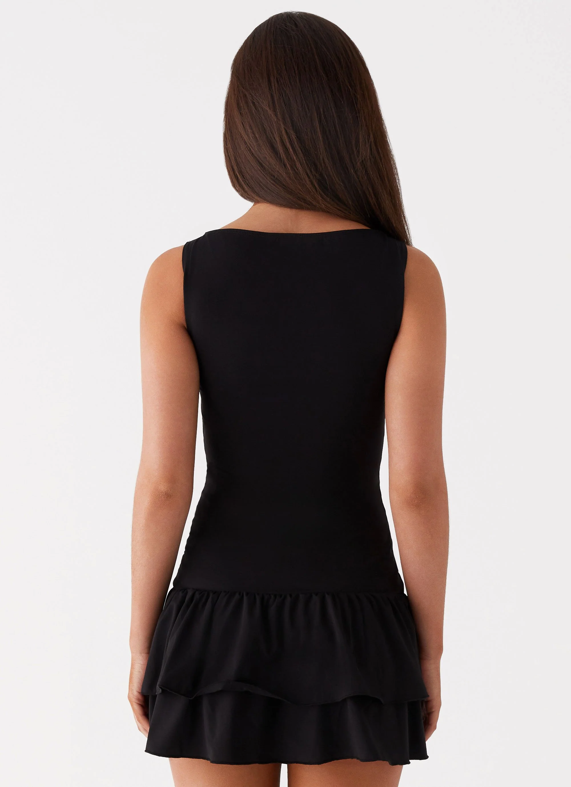Rhiannon Frill Mini Dress - Black - Image 4