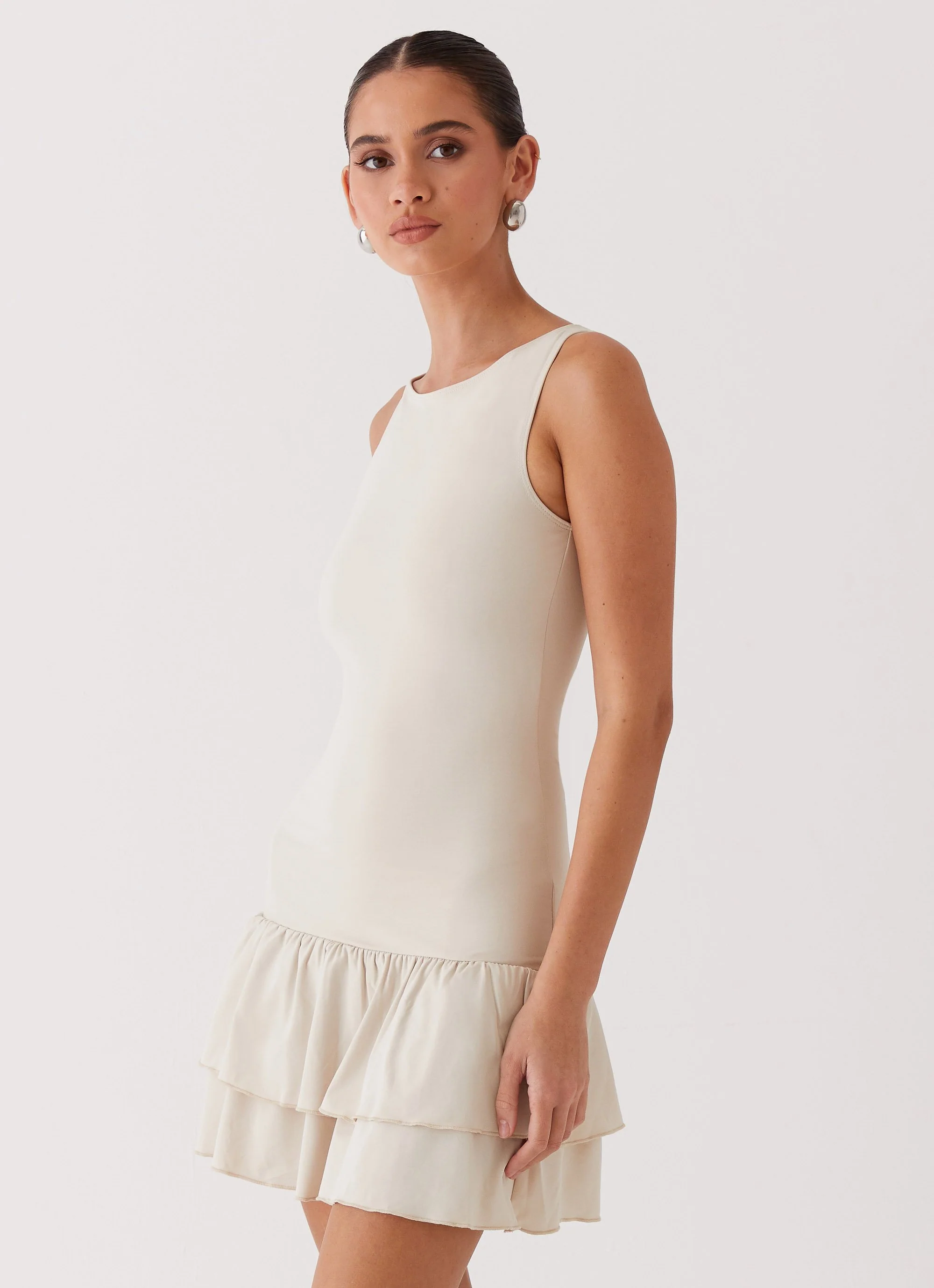 Rhiannon Frill Mini Dress - Ivory - Image 3