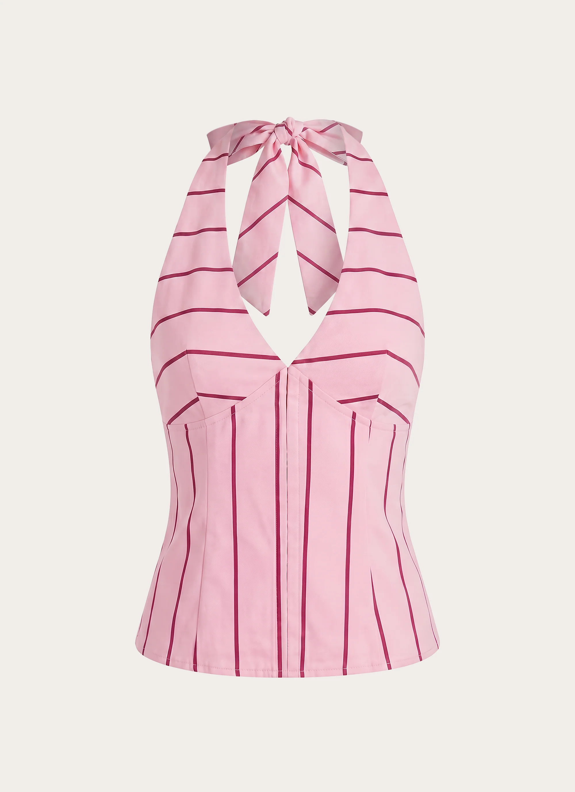Rhydan Halter Top - Strawberry Stripe - Image 2