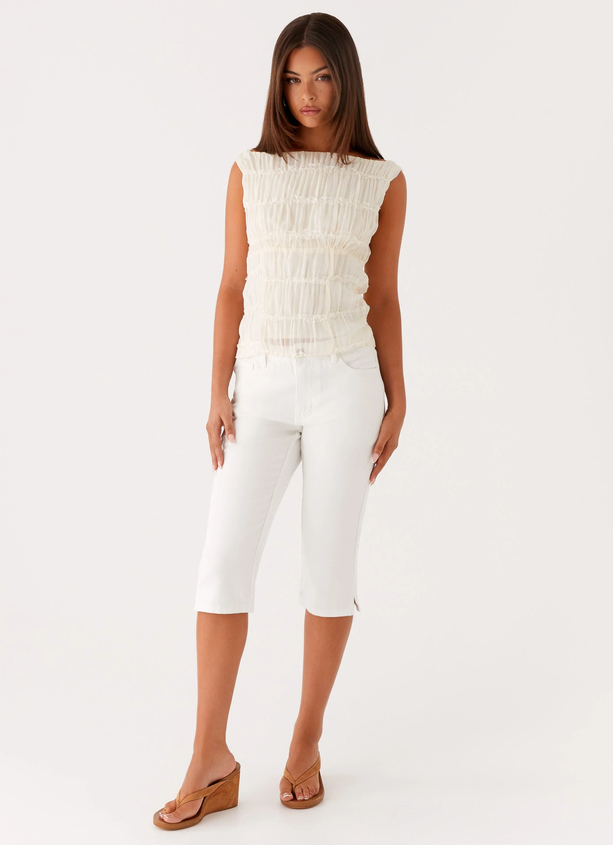 Rocco Denim Capri Pants - Off White - Image 3