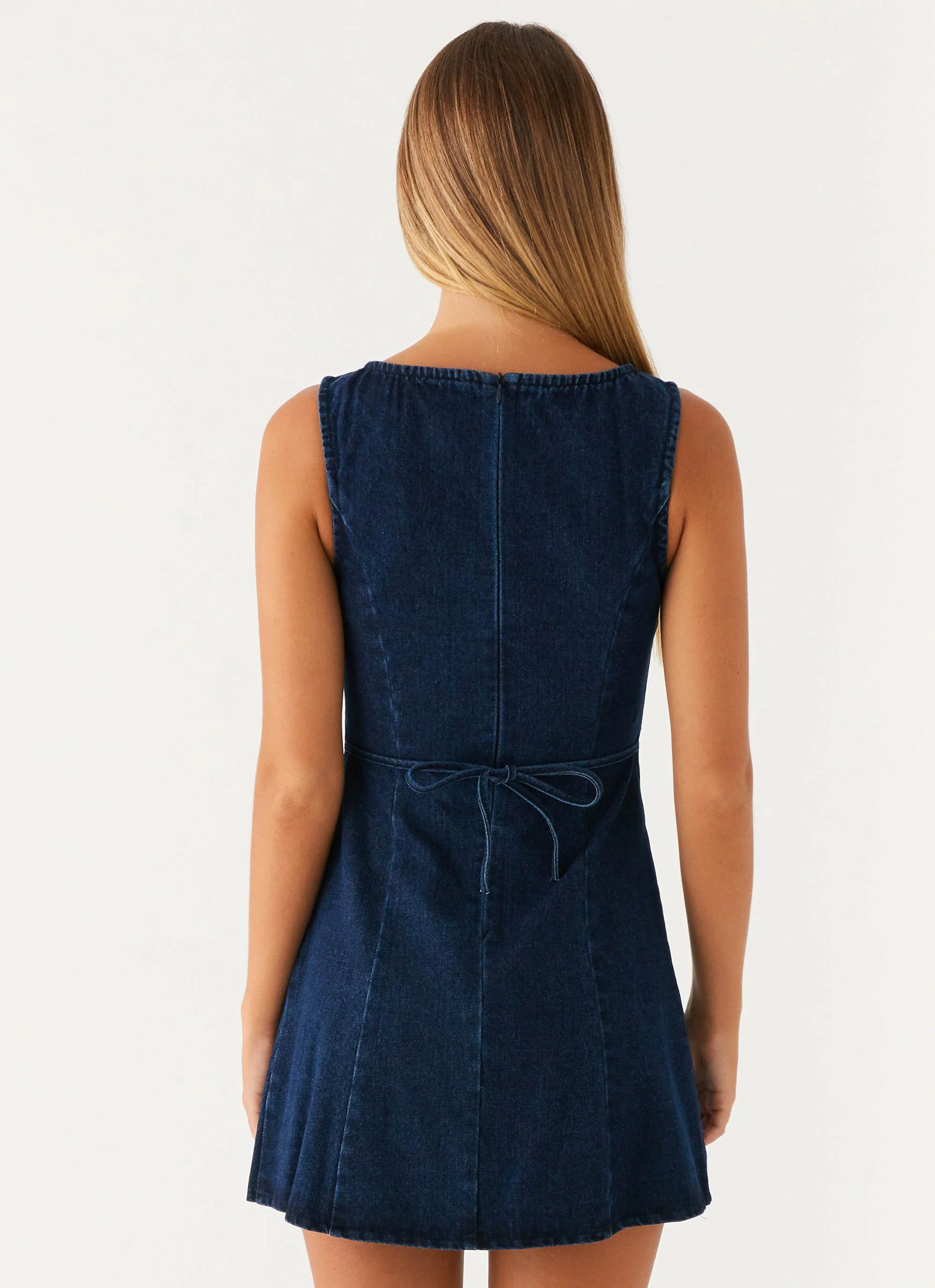 Rochelle Denim Mini Dress - Blue - Image 4