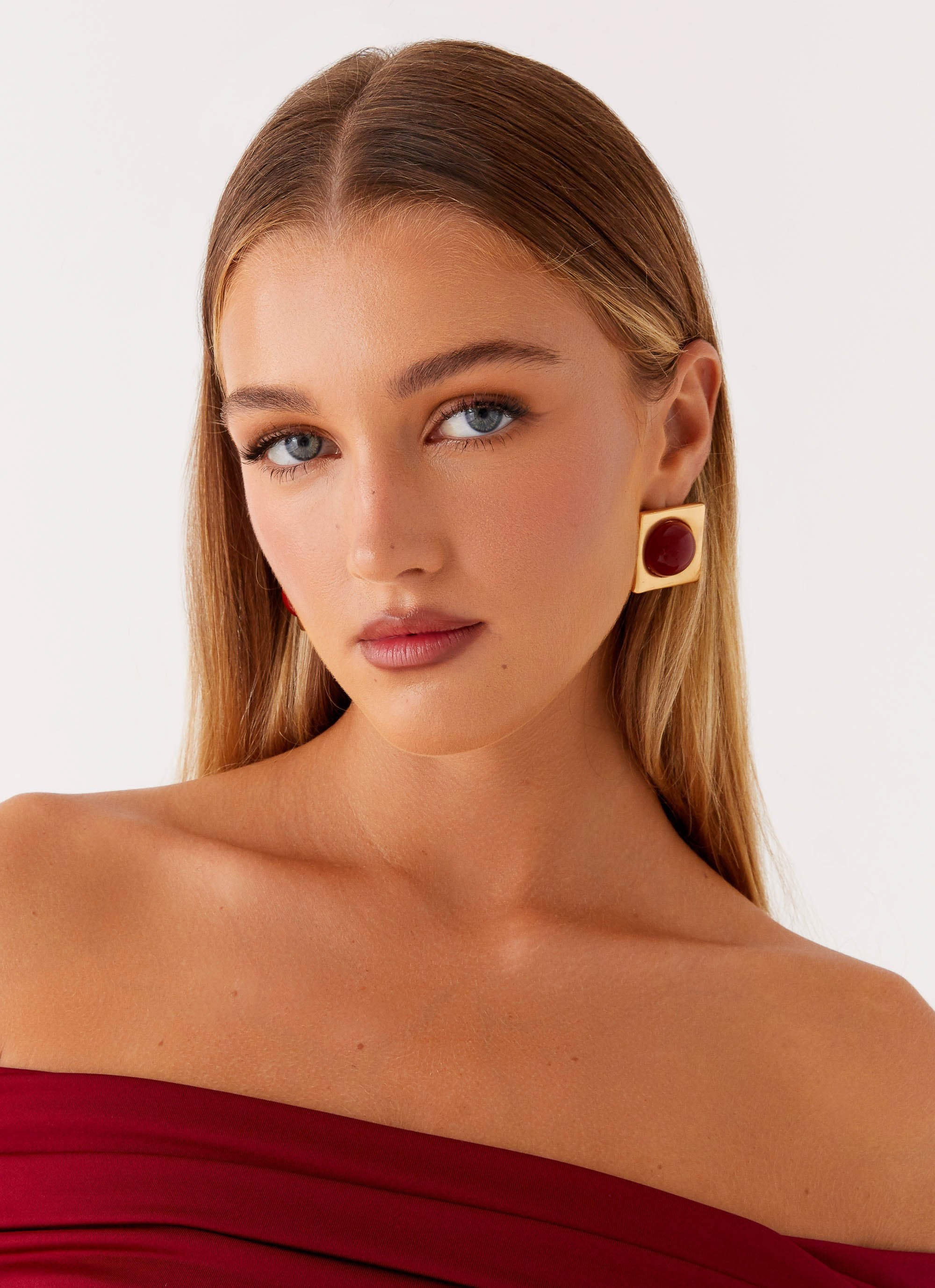 Romelle Earrings - Gold/Red - Image 3