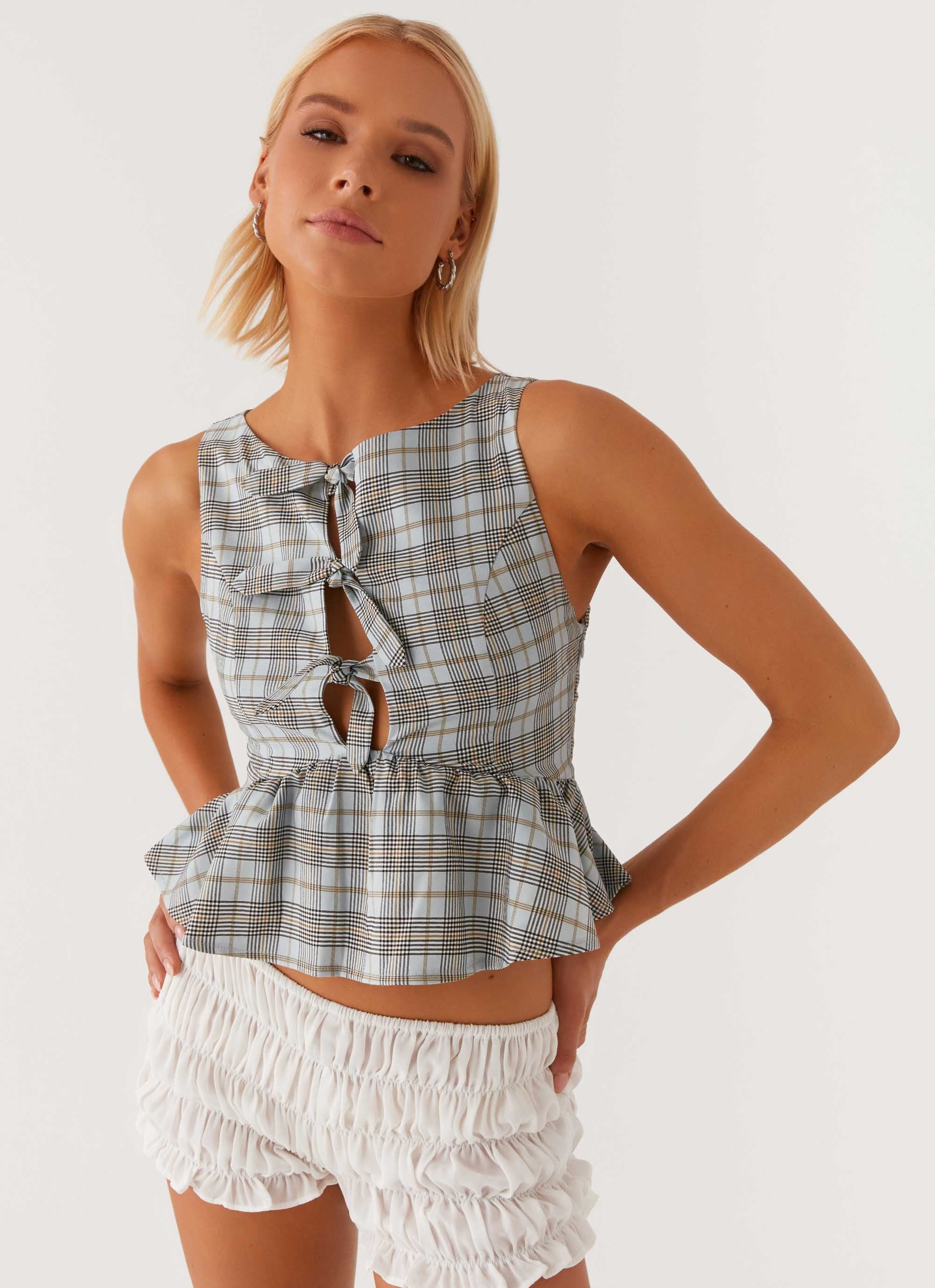 Romina Tie Top - Check - Image 5