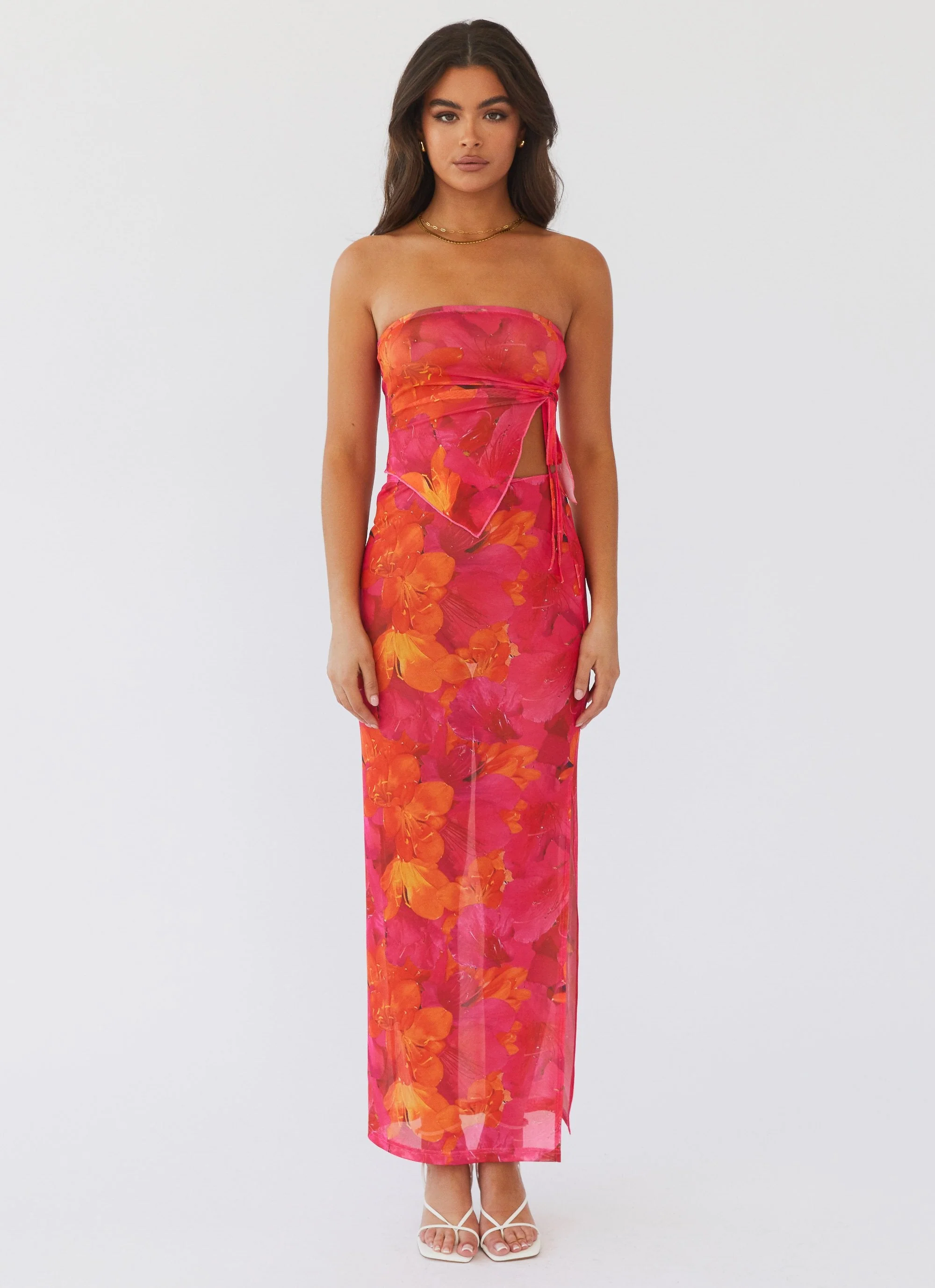 Rooftop Party Mesh Tube Top - Floral Sun - Image 3