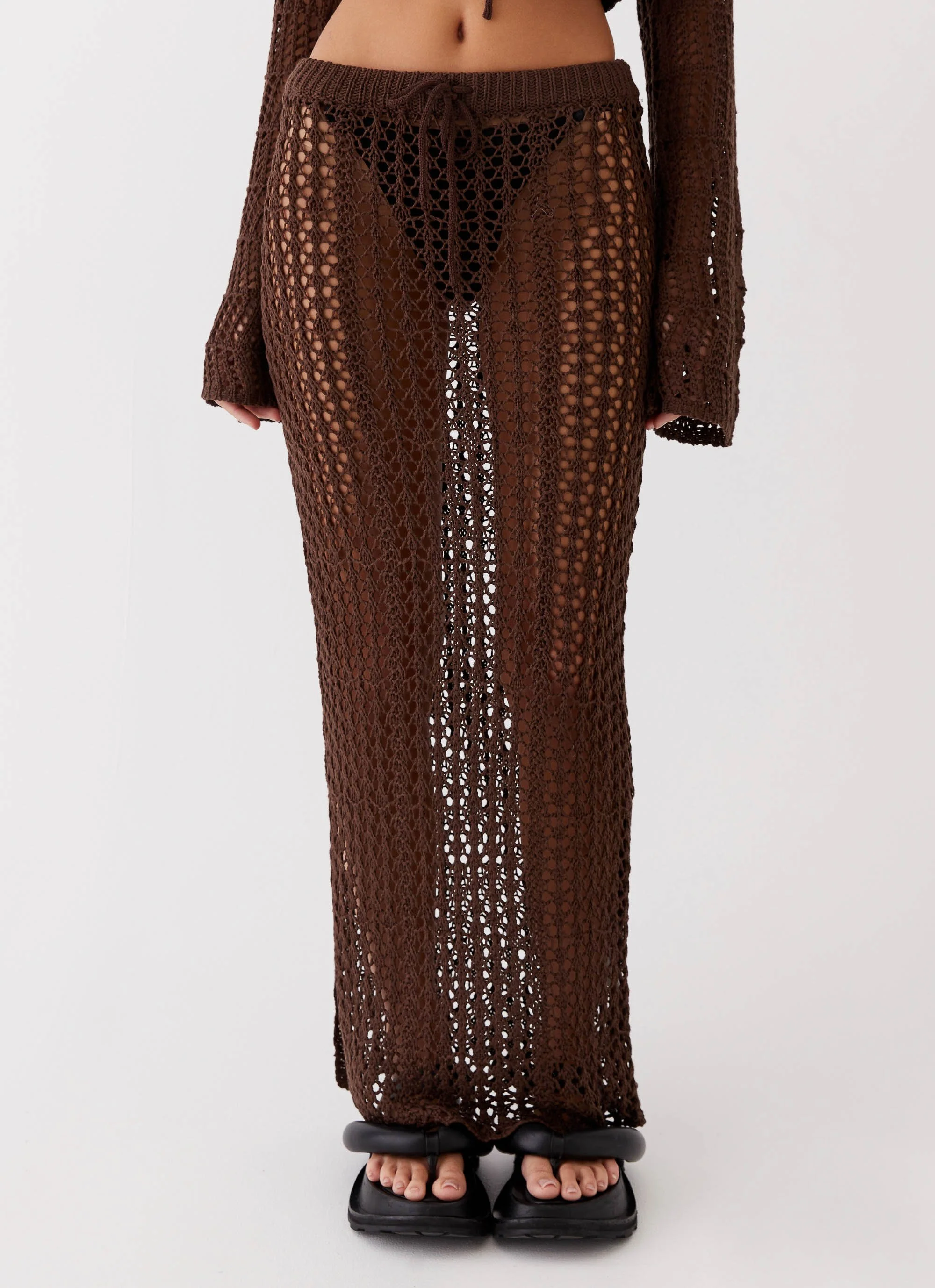 Rosalina Crochet Maxi Skirt - Chocolate - Image 5