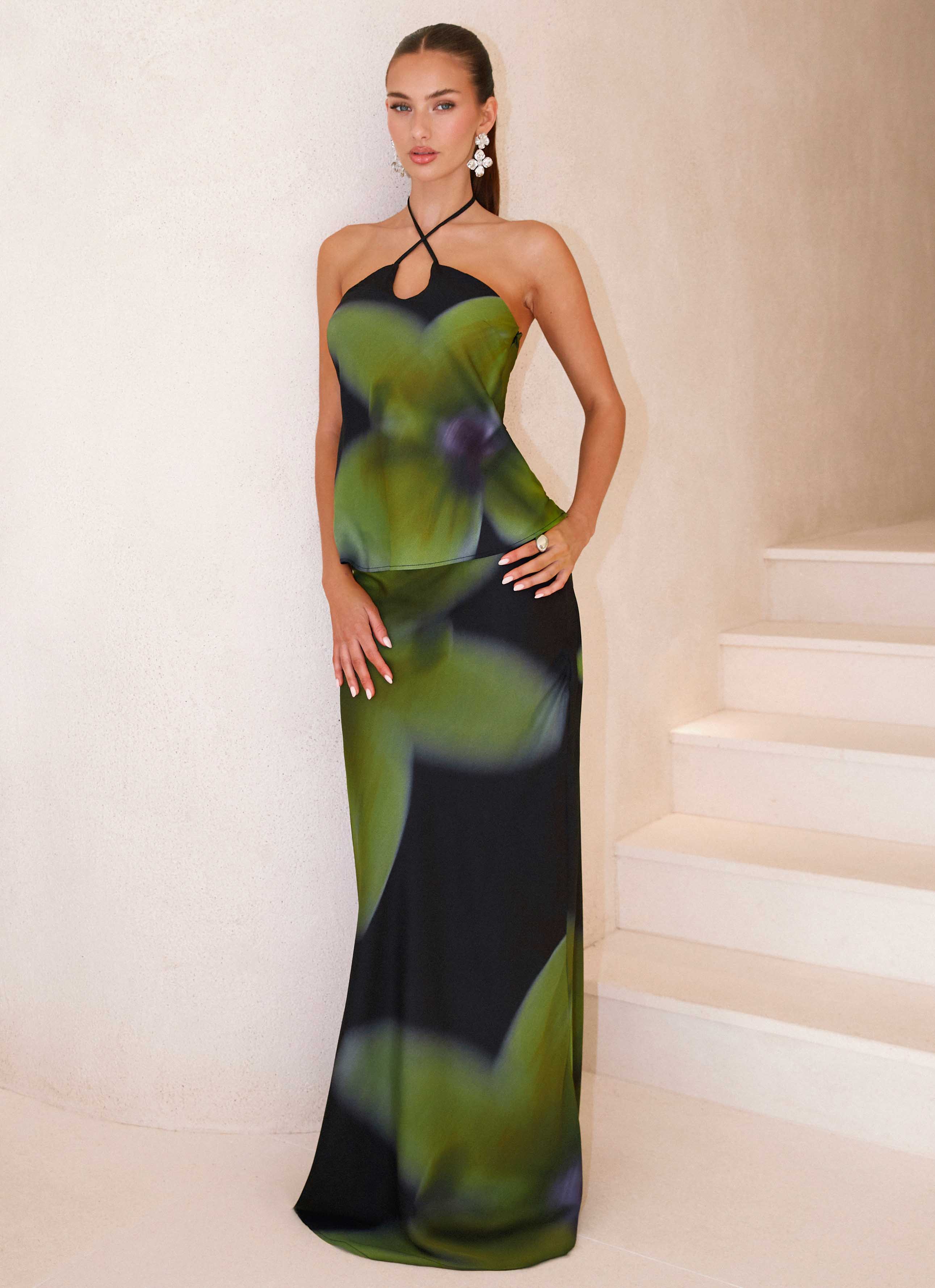 Rosetta Maxi Skirt - Lime Flower - Image 2