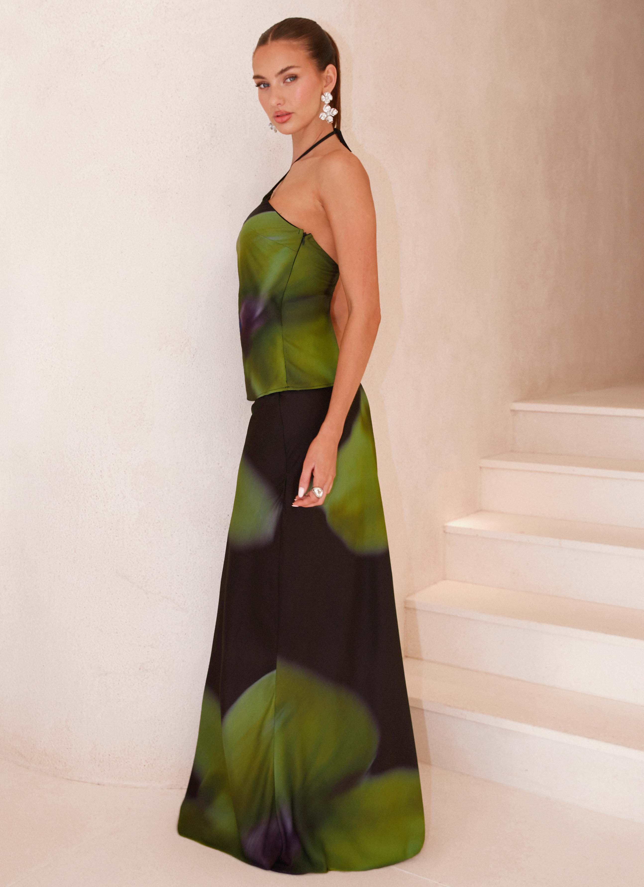 Rosetta Maxi Skirt - Lime Flower - Image 3