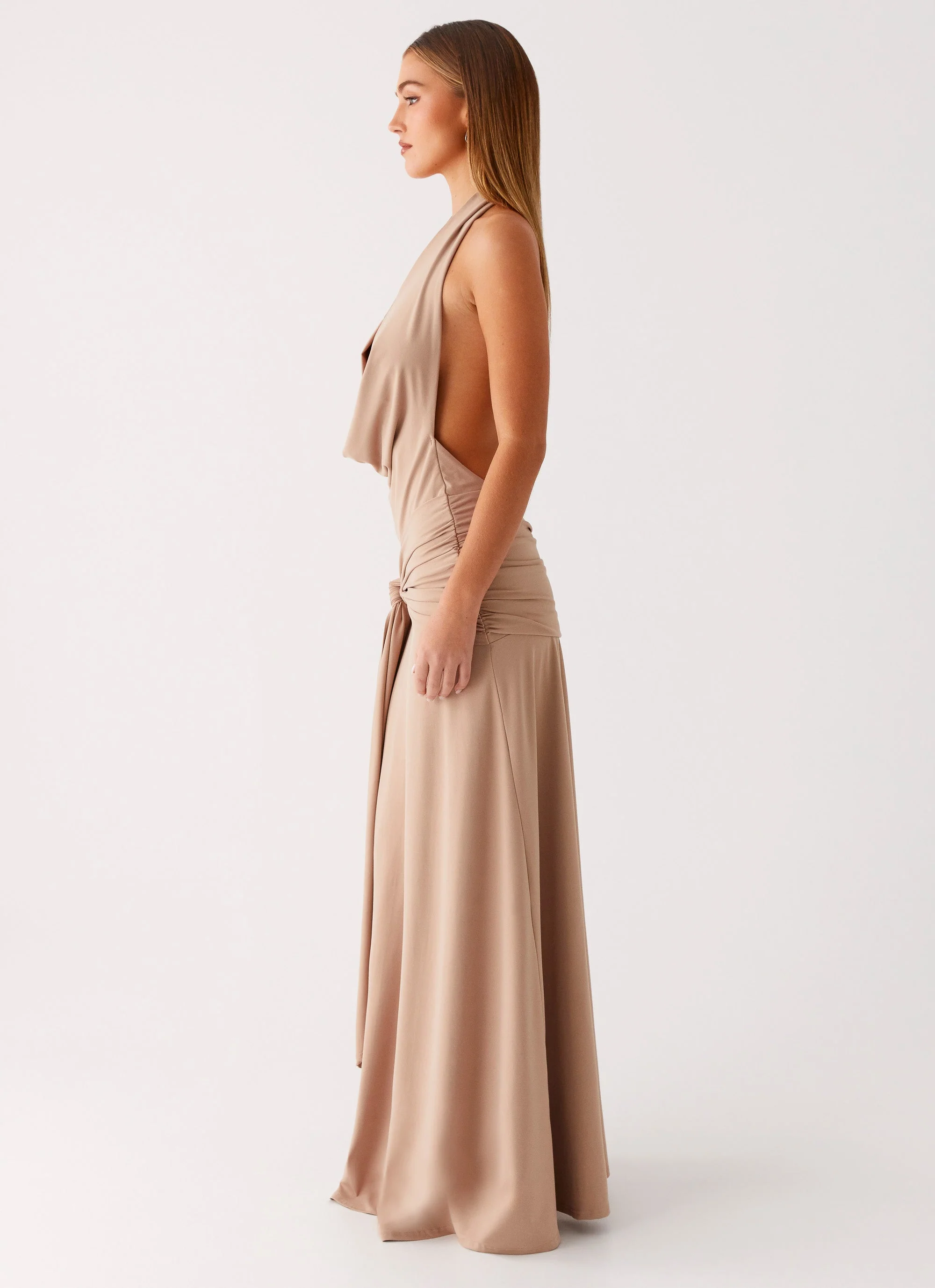 Rowan Ray Cowl Maxi Dress - Light Taupe - Image 3