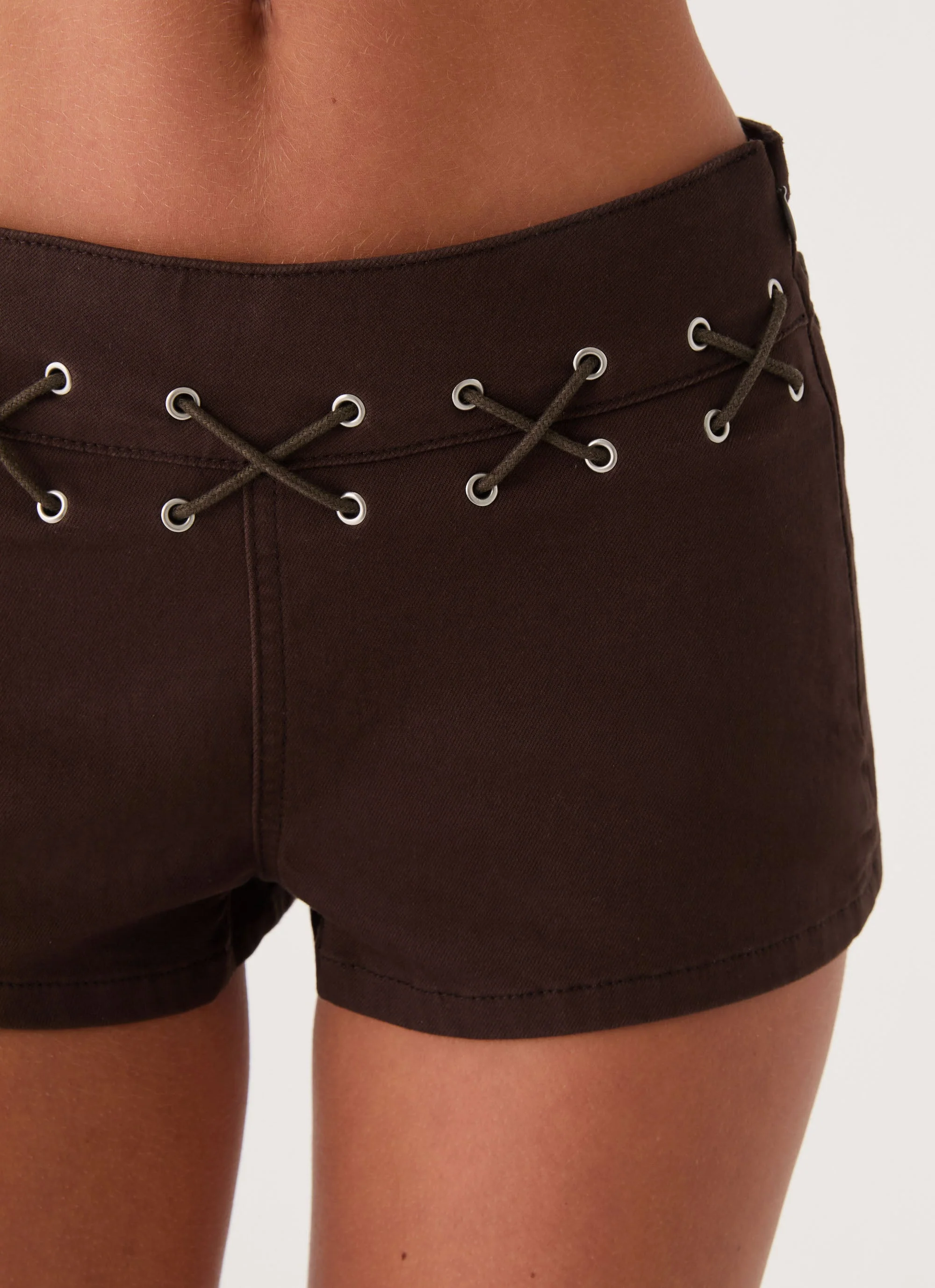 Rowenah Denim Mini Shorts - Chocolate - Image 6