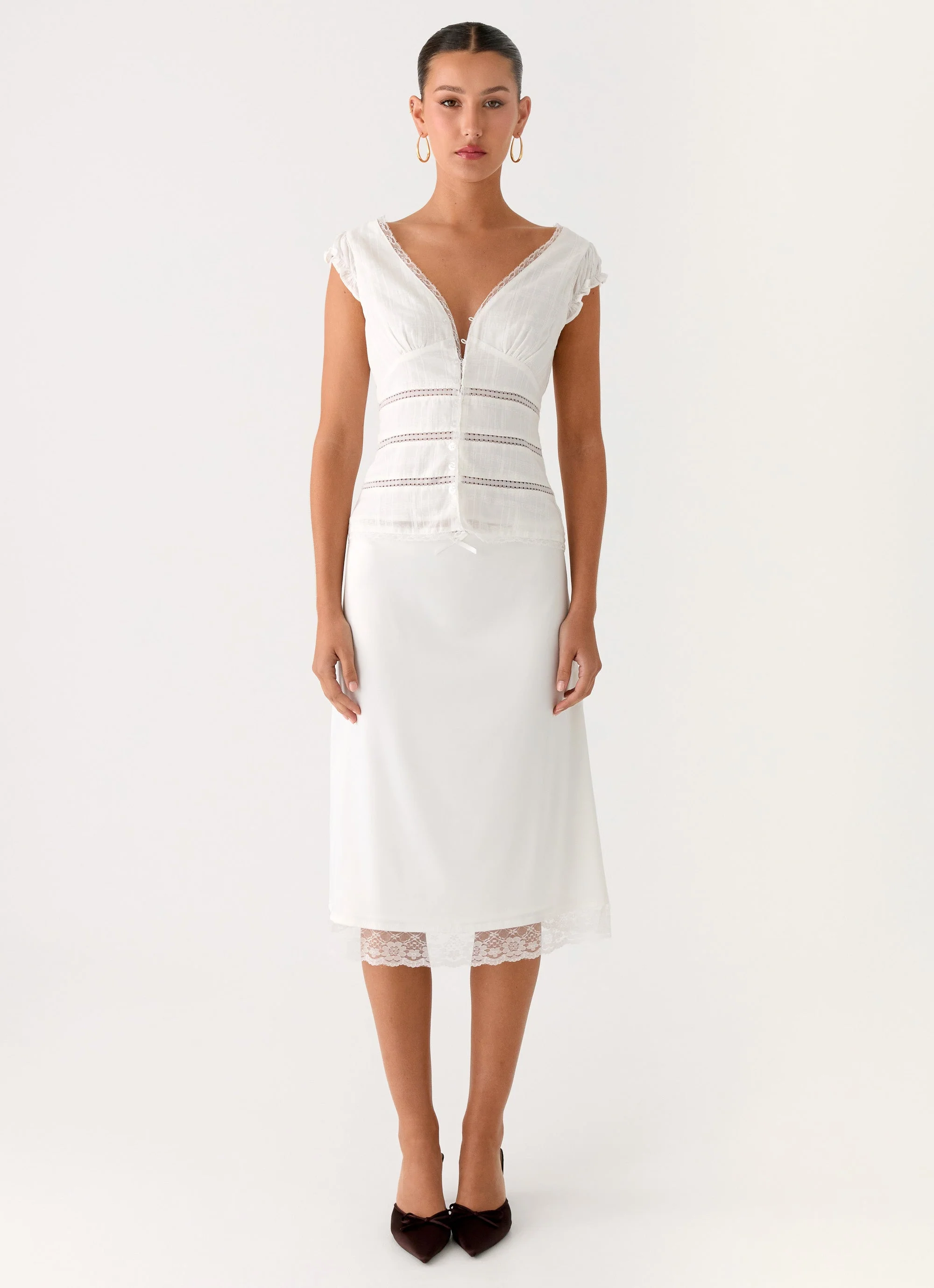 Ruann Lace Trim Top - White - Image 6