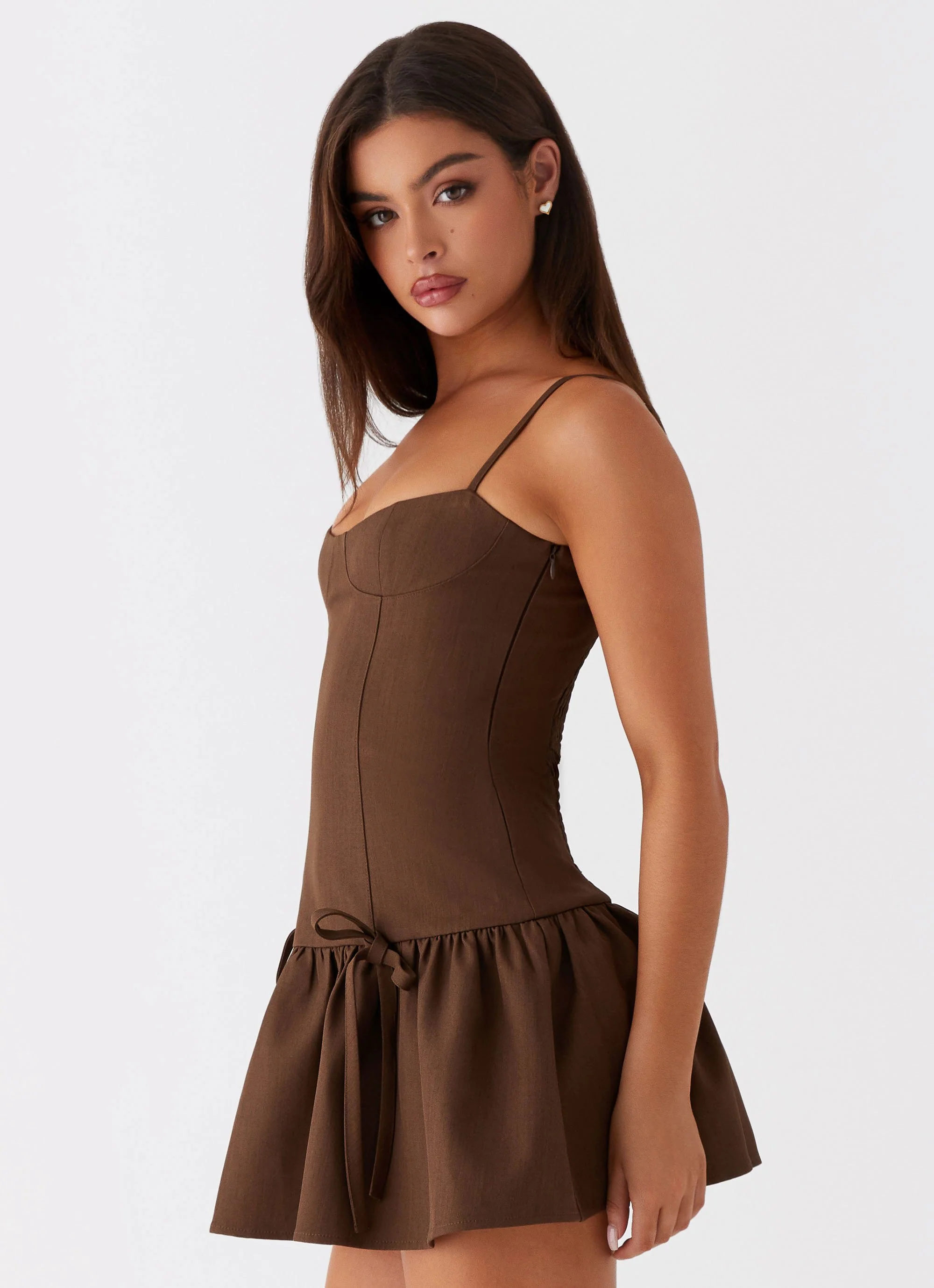 Running Late Mini Dress - Chocolate - Image 5