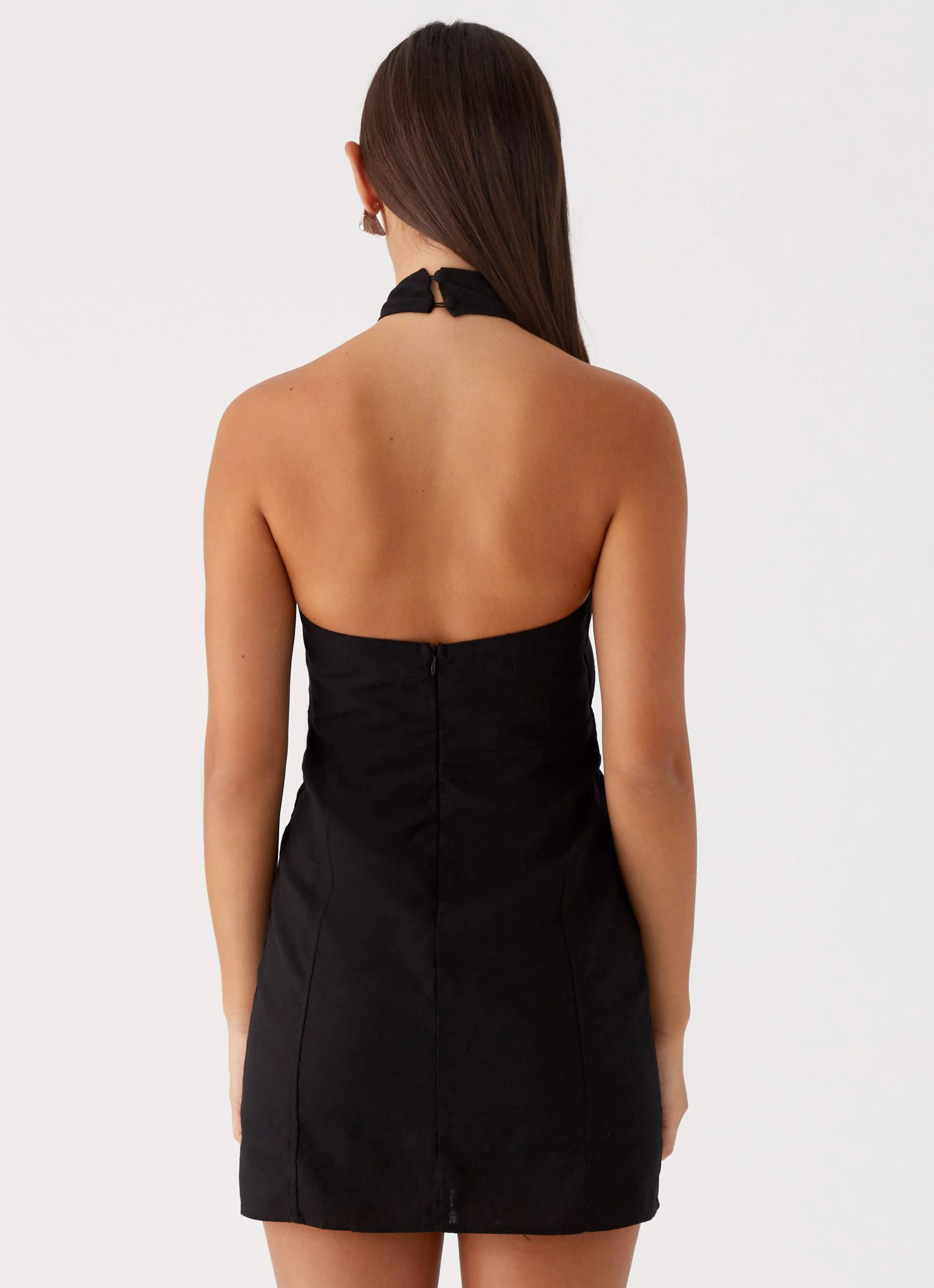 Sabine Linen Mini Dress - Black - Image 4