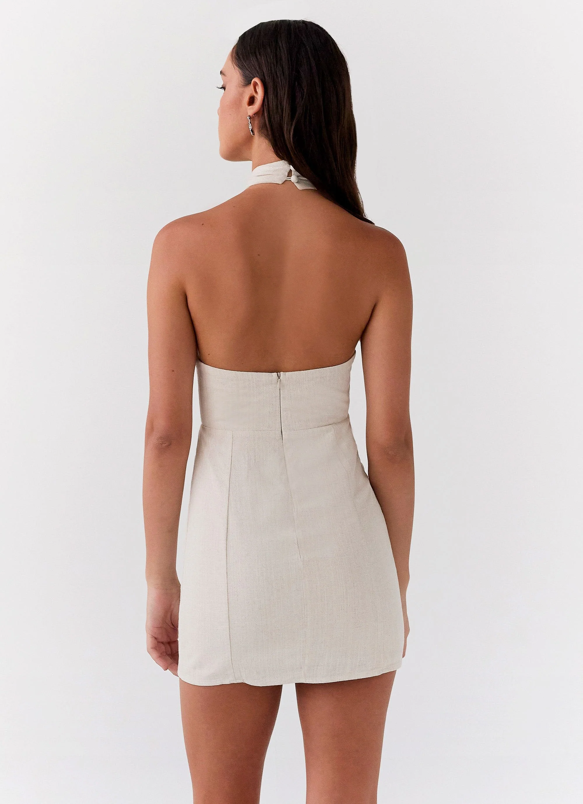 Sabine Linen Mini Dress - Oatmeal - Image 4