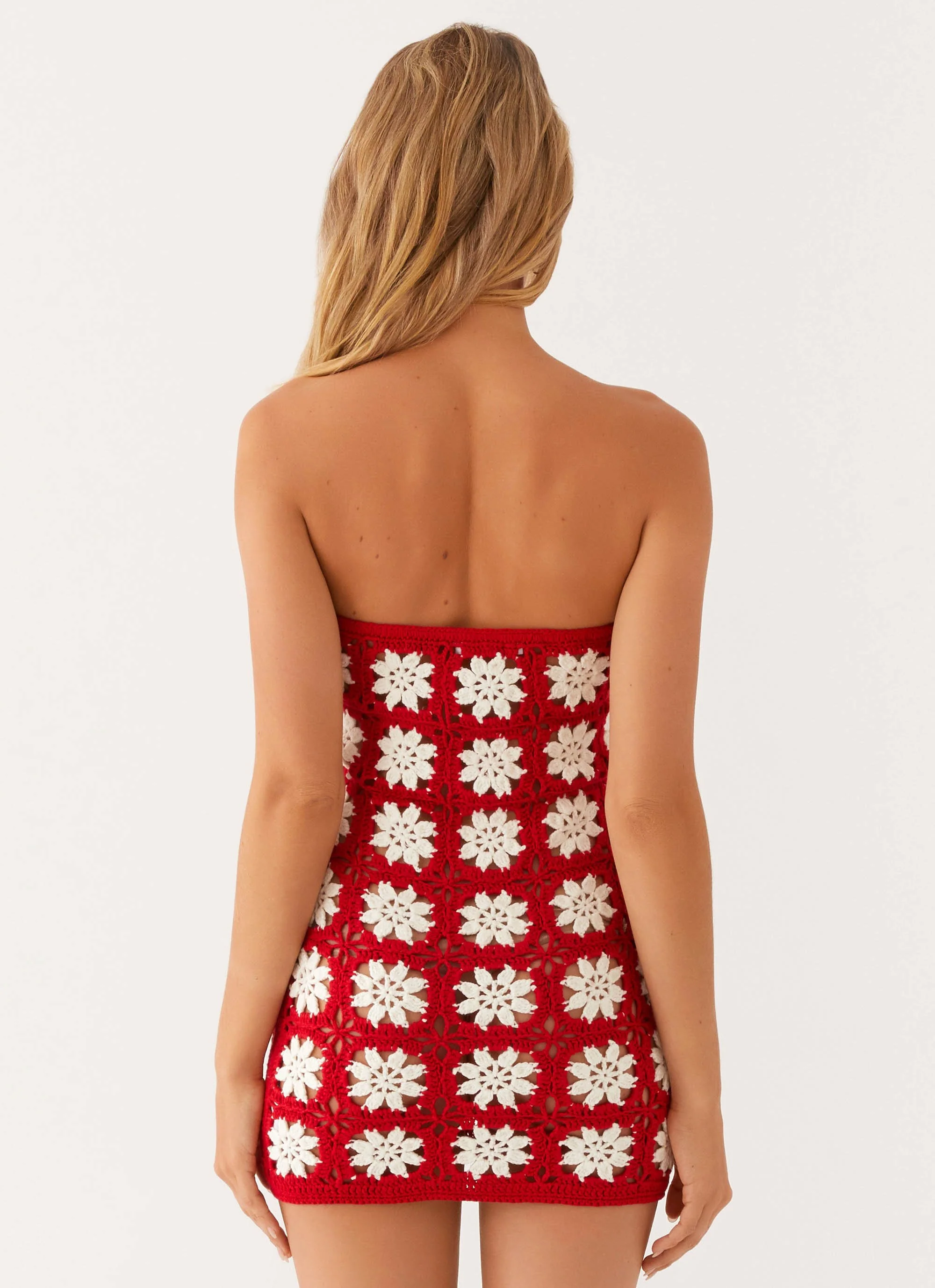 Sabrina Crochet Mini Dress - Red - Image 6