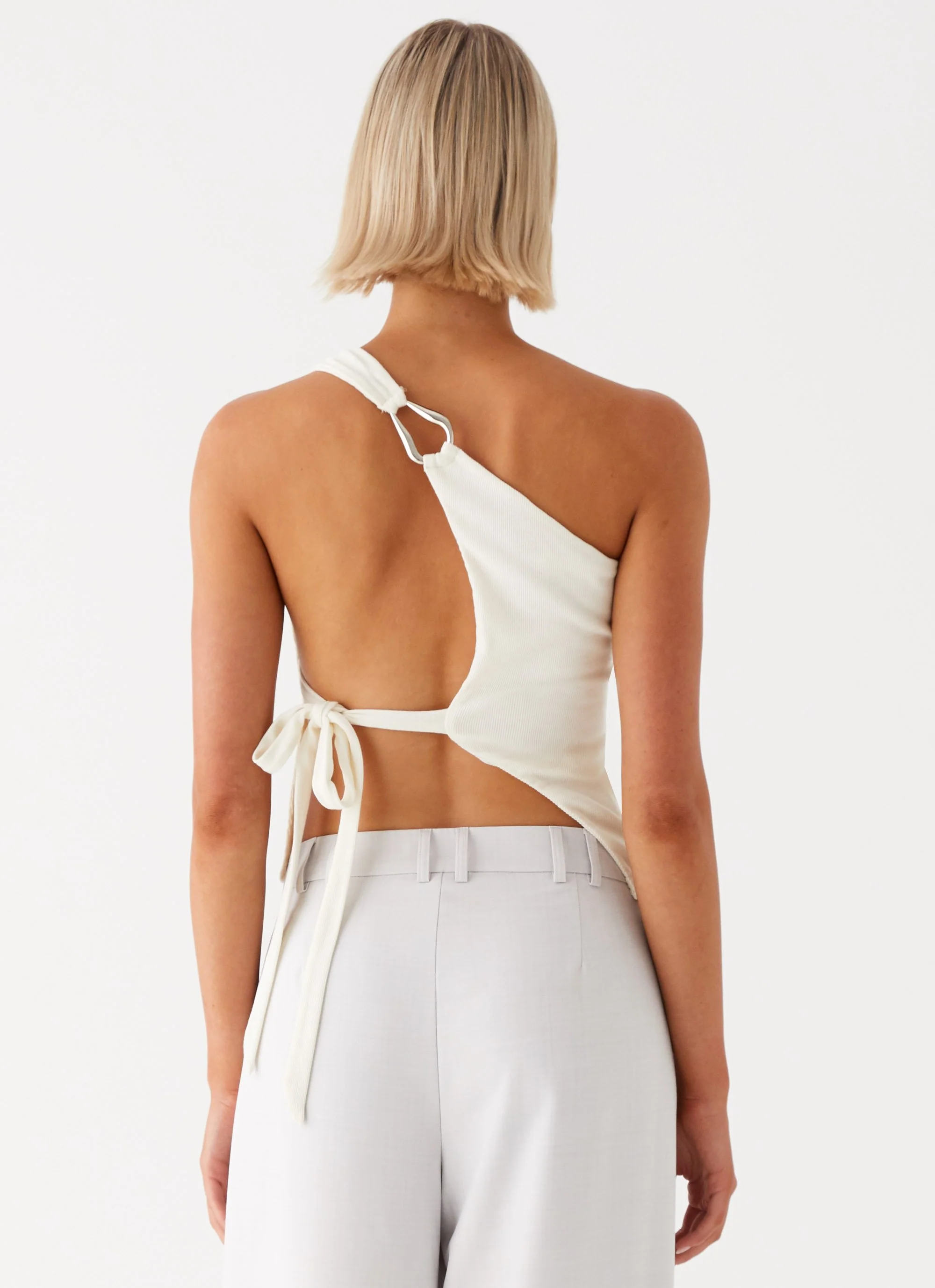 Safiya One Shoulder Top - White - Image 4