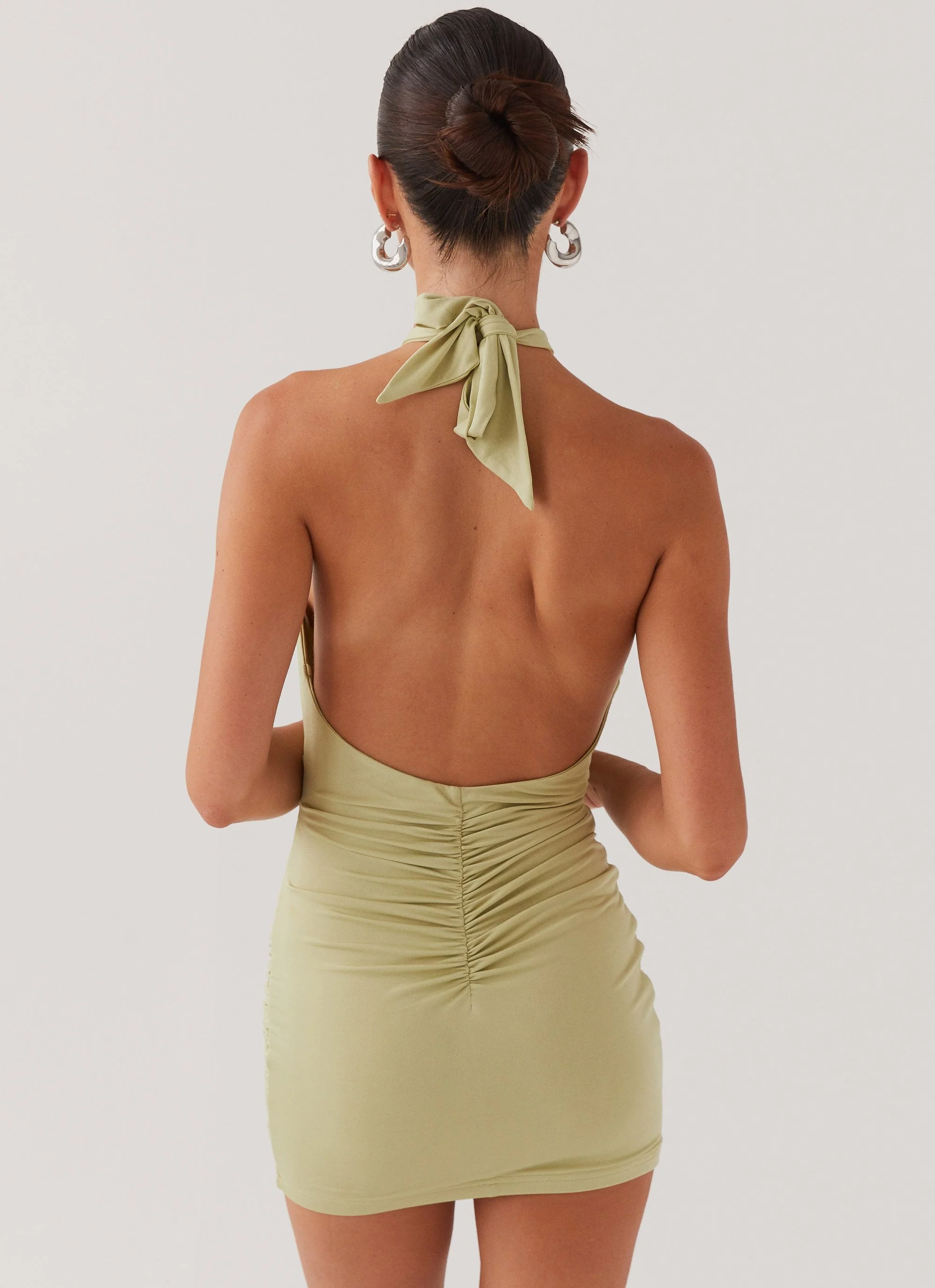Samara Halterneck Mini Dress - Sage - Image 2