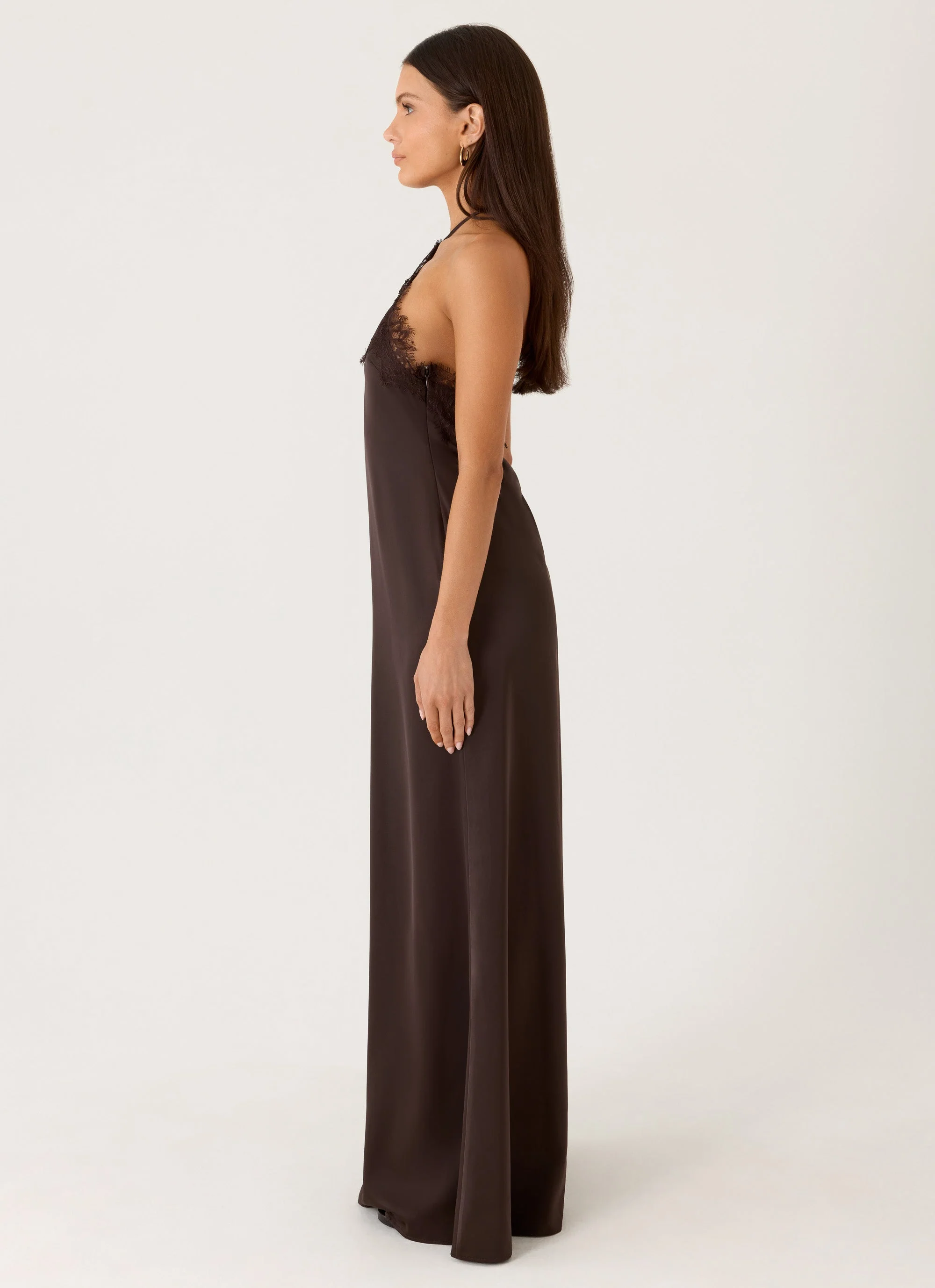 Samaria Halter Maxi Dress - Chocolate - Image 5