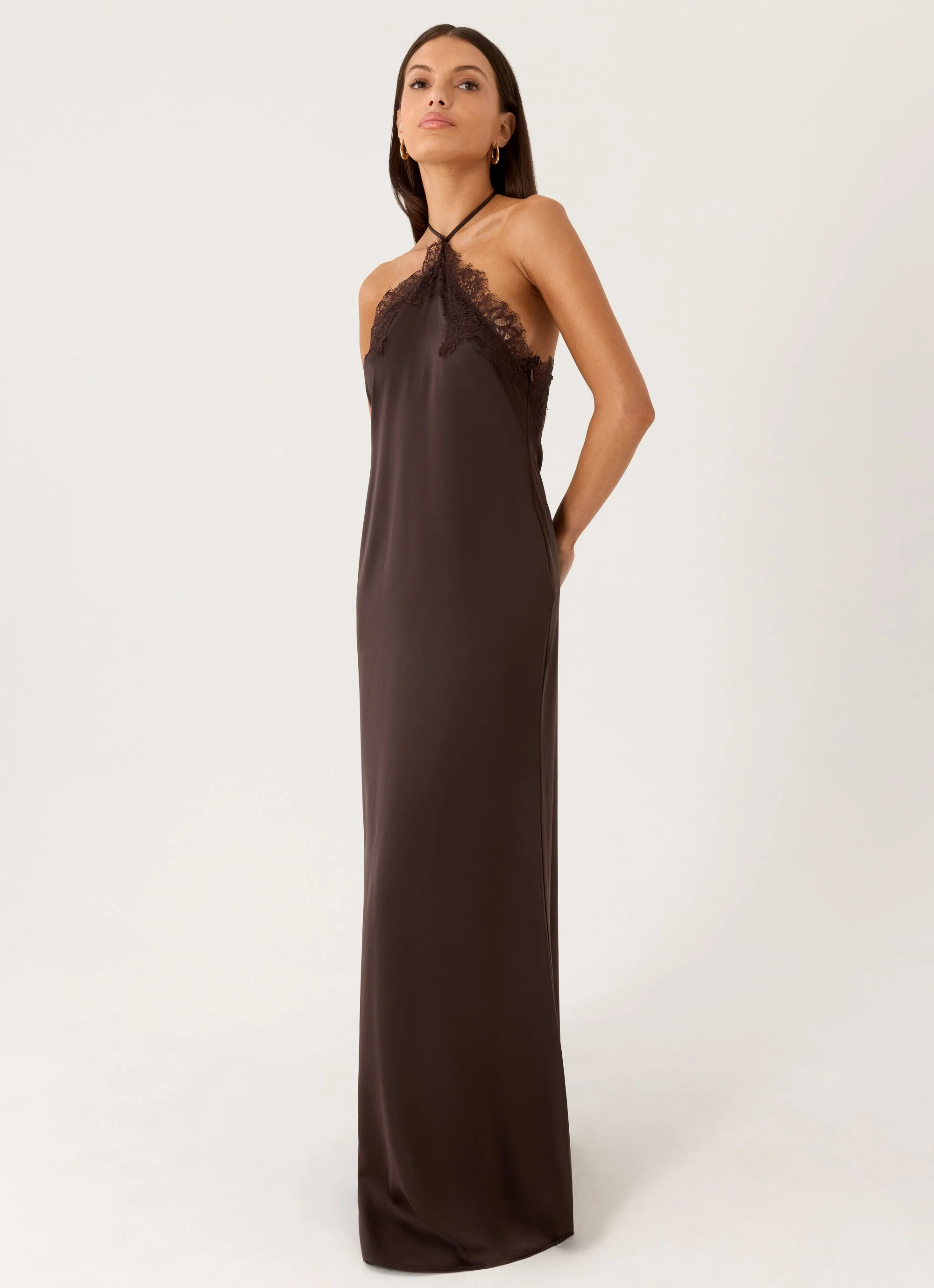 Samaria Halter Maxi Dress - Chocolate - Image 8