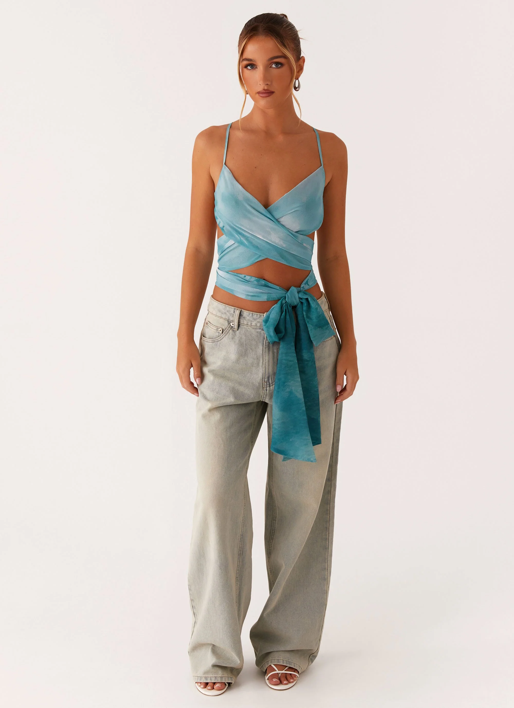 Samira Wrap Tie Top - Green Tie Dye - Image 4