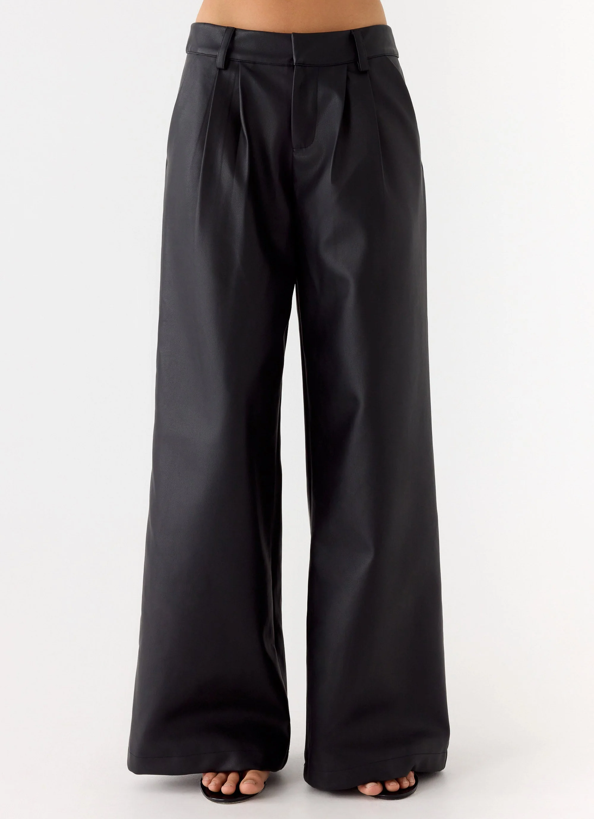 Samuel Low Rise Faux Leather Pants - Black - Image 5