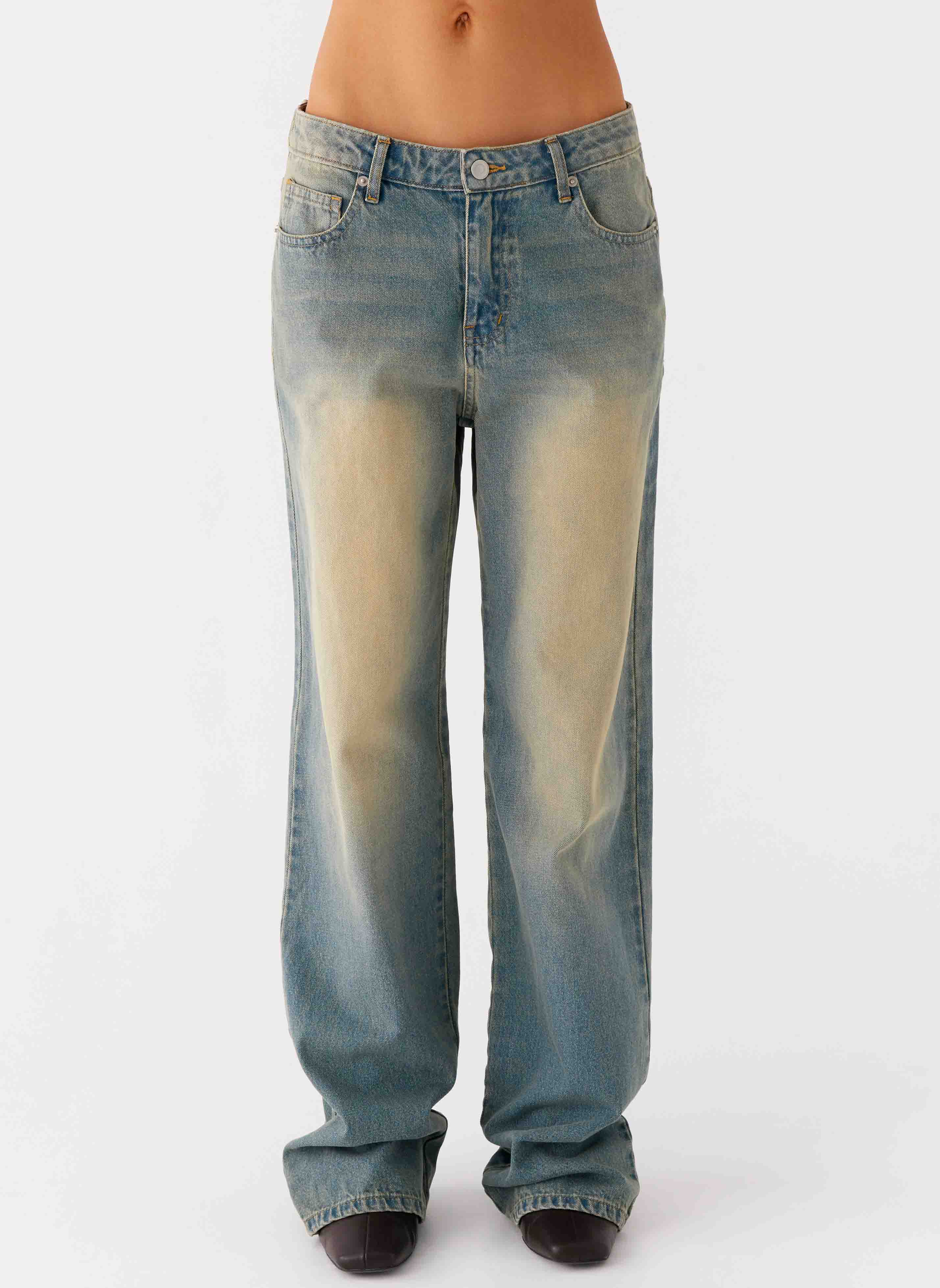 San Diego Straight Leg Denim Jeans - Blue Wash - Image 5