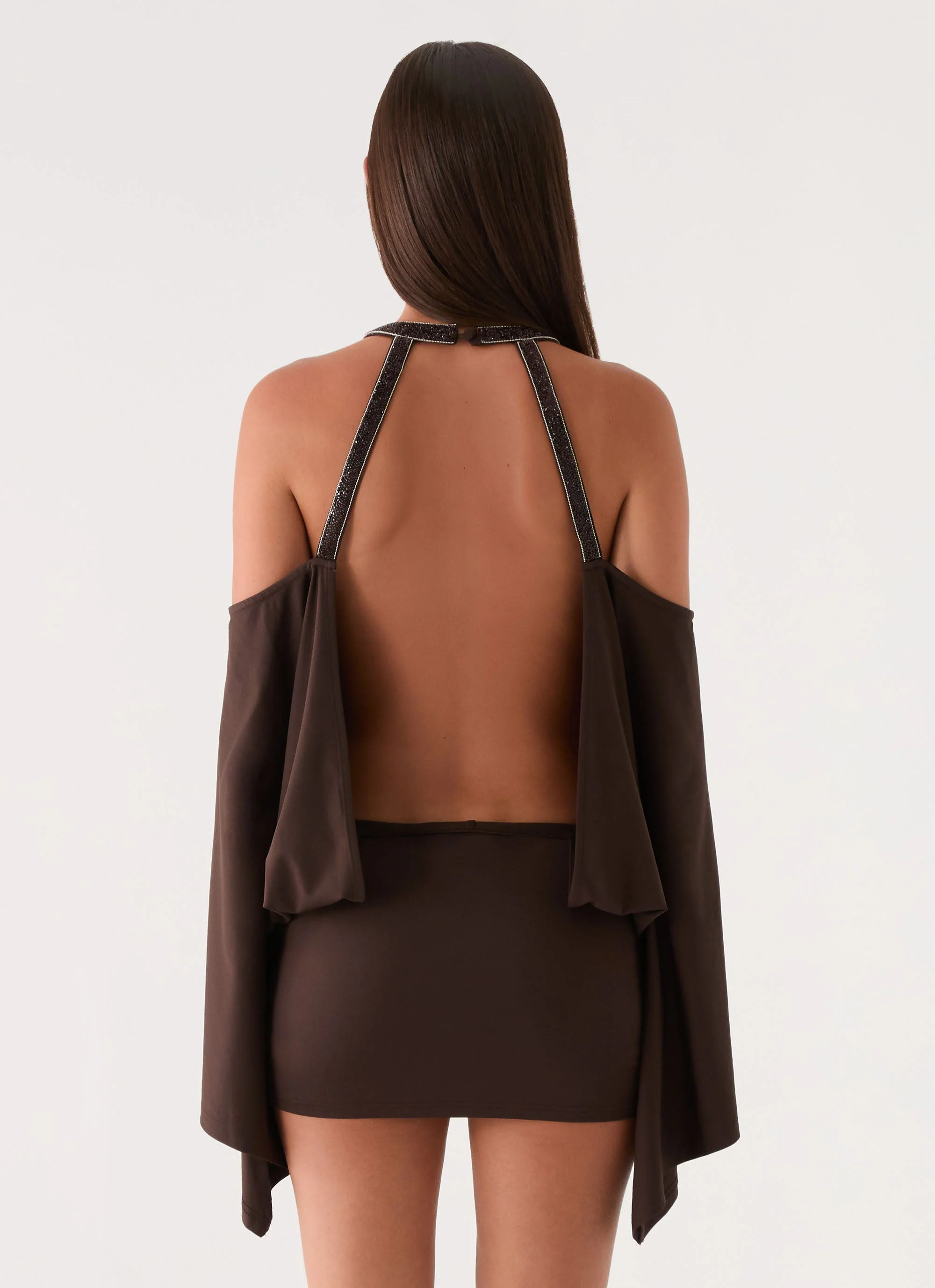 Sanah Long Sleeve Mini Dress - Chocolate - Image 5
