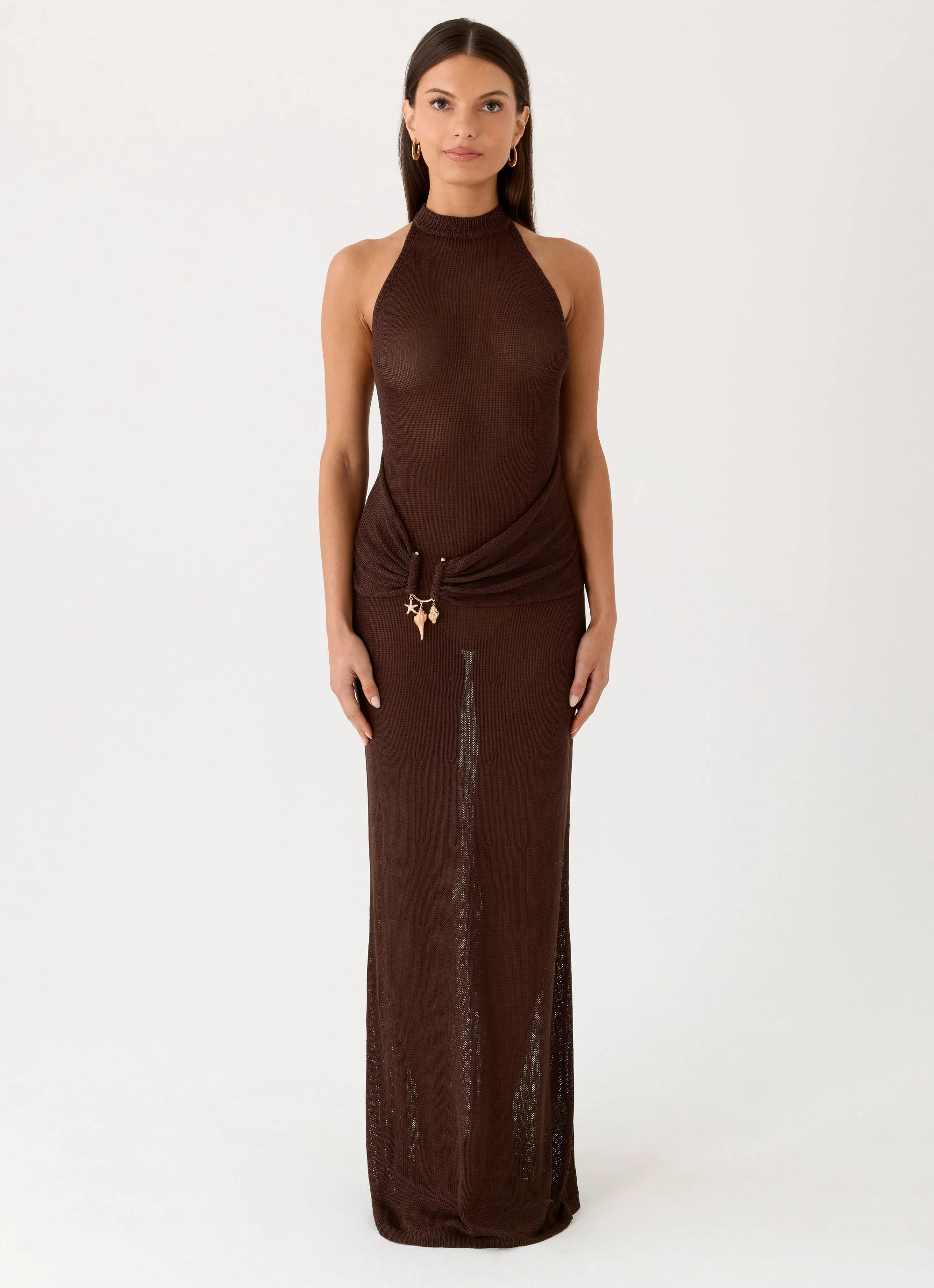 Saoirse Knit Maxi Dress - Chocolate - Image 3