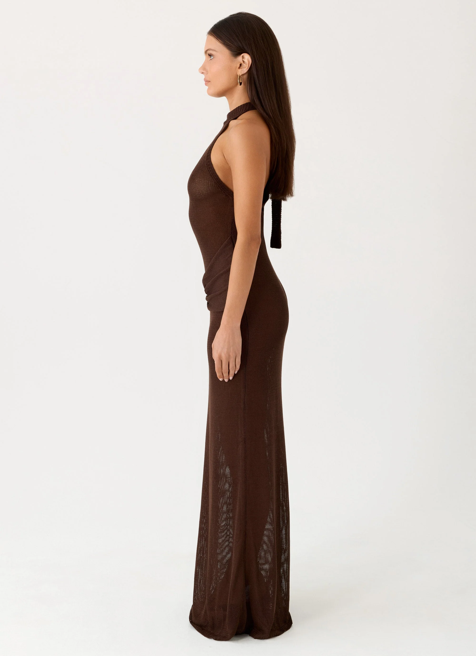 Saoirse Knit Maxi Dress - Chocolate - Image 4