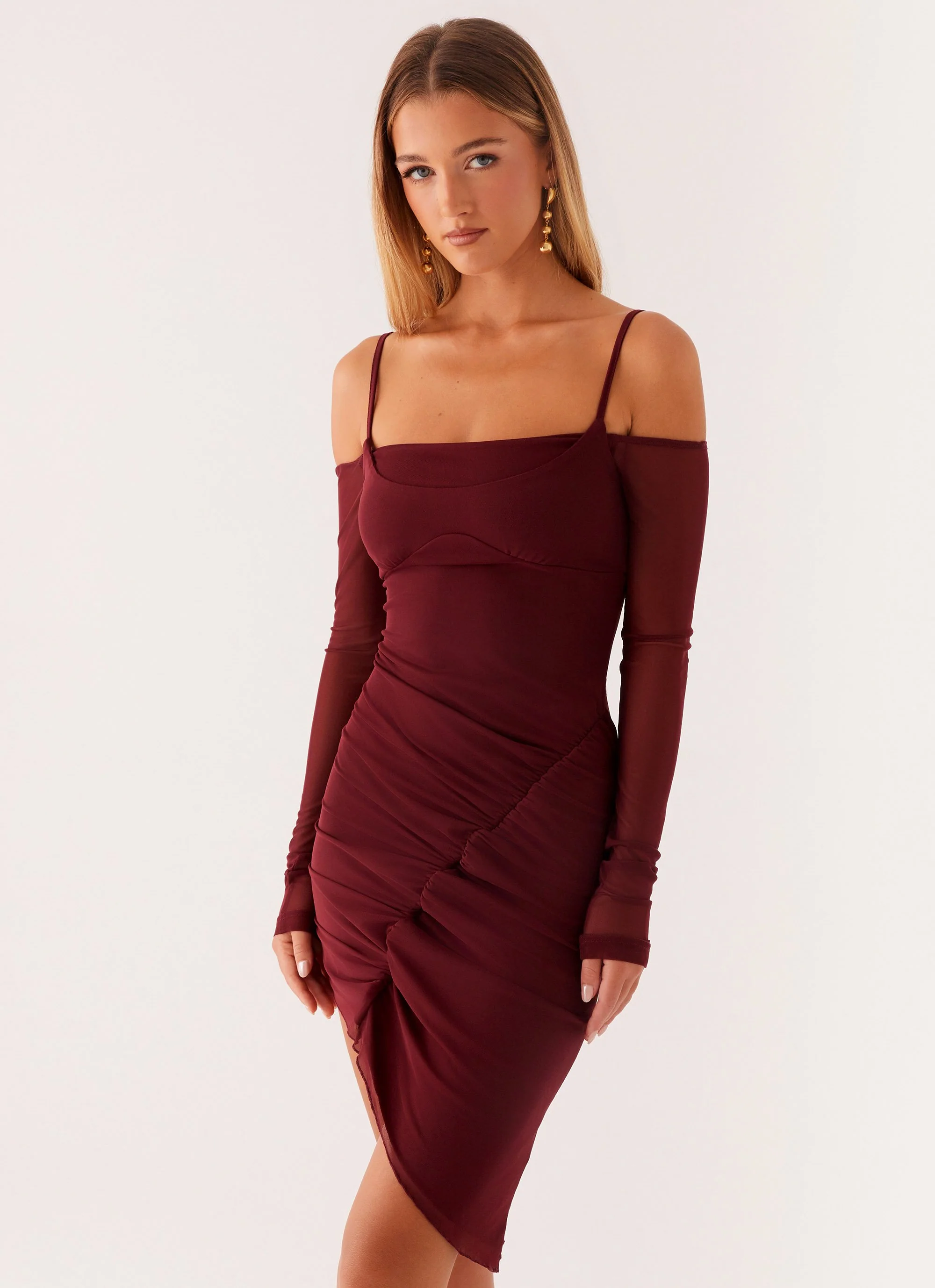 Sascha Mini Dress - Maroon - Image 5