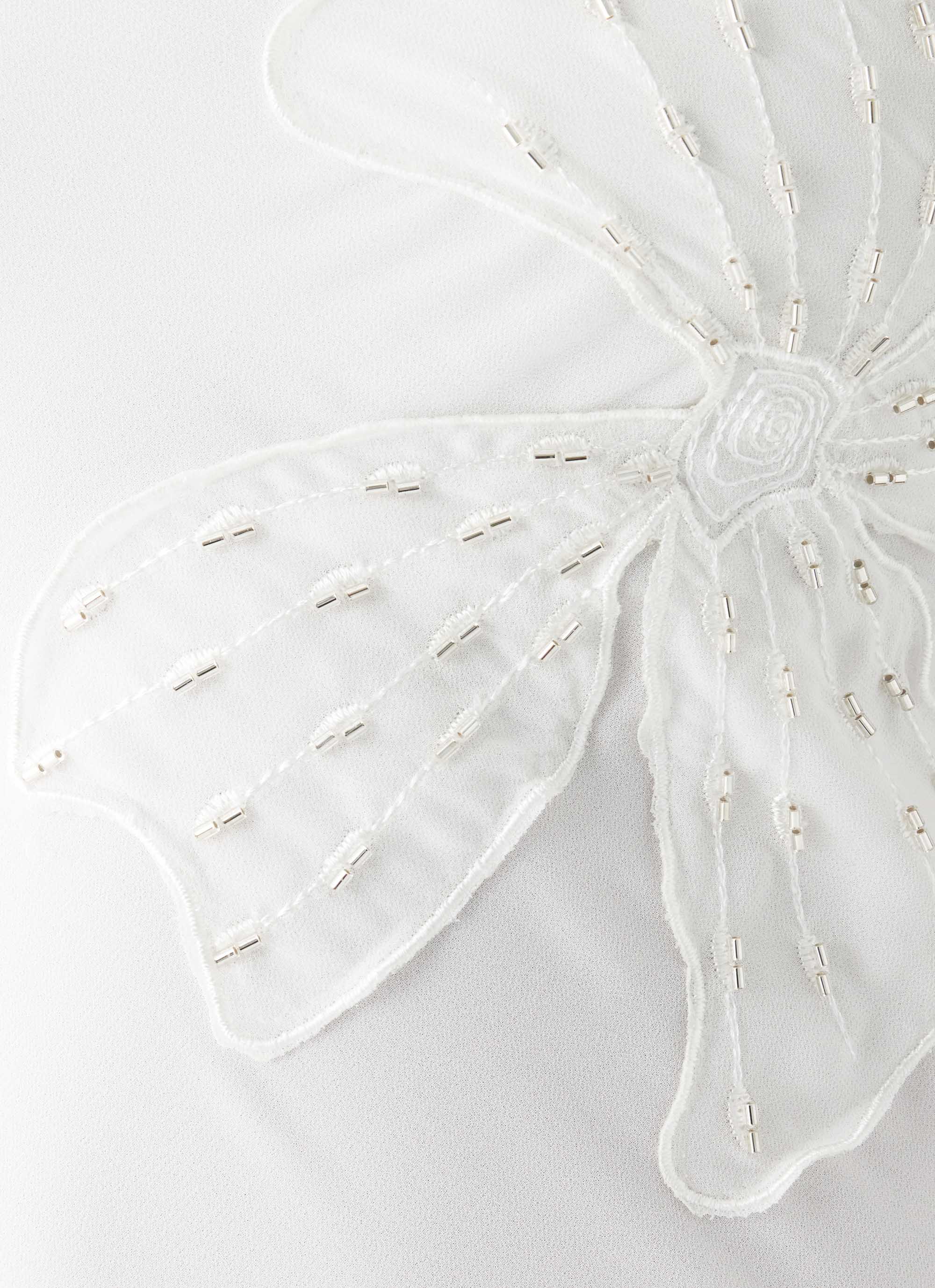 Sassafras Beaded Flower Strapless Maxi Dress - White - Image 8
