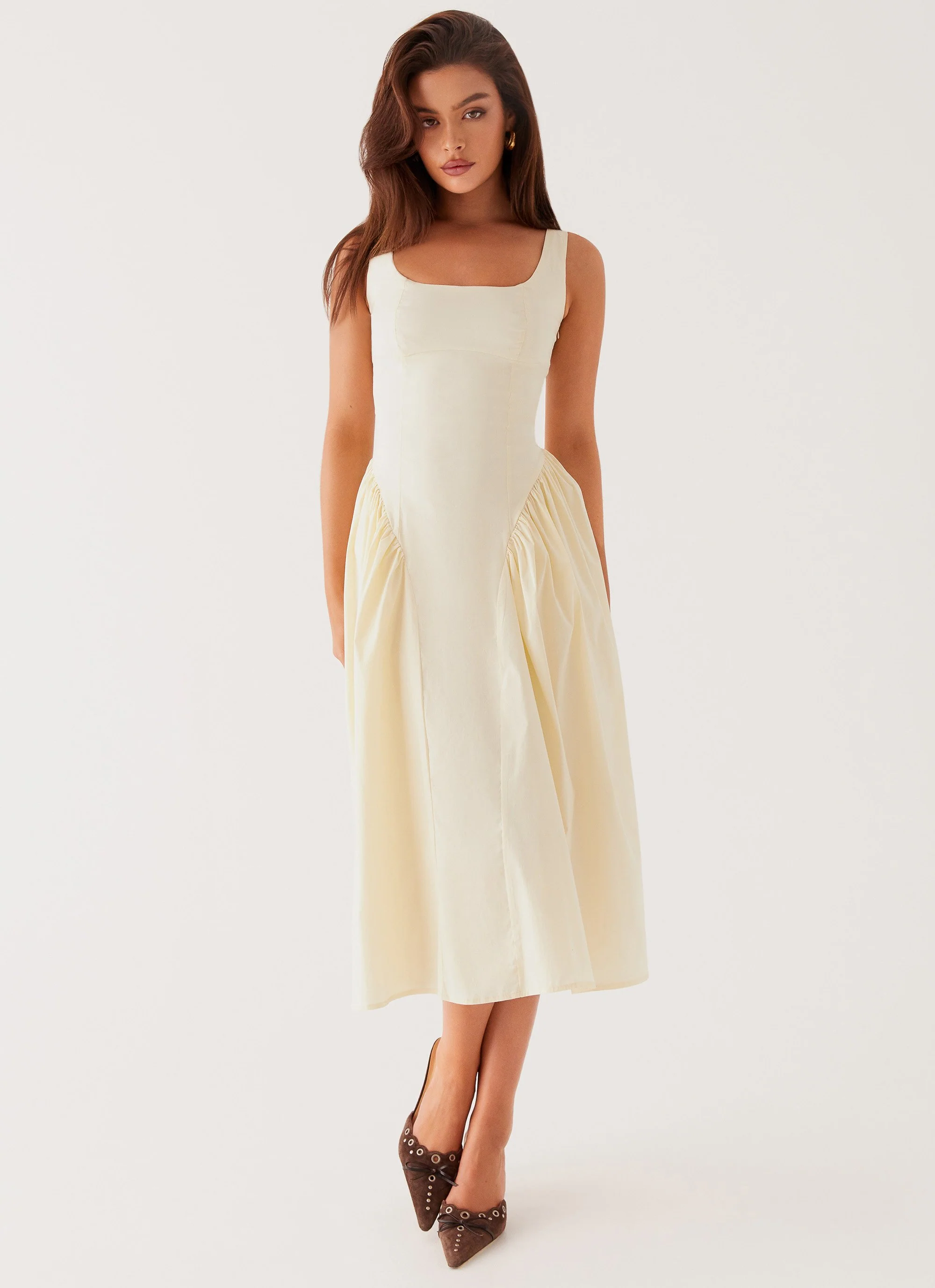 Sassy Soiree Midi Dress - Cream - Image 6