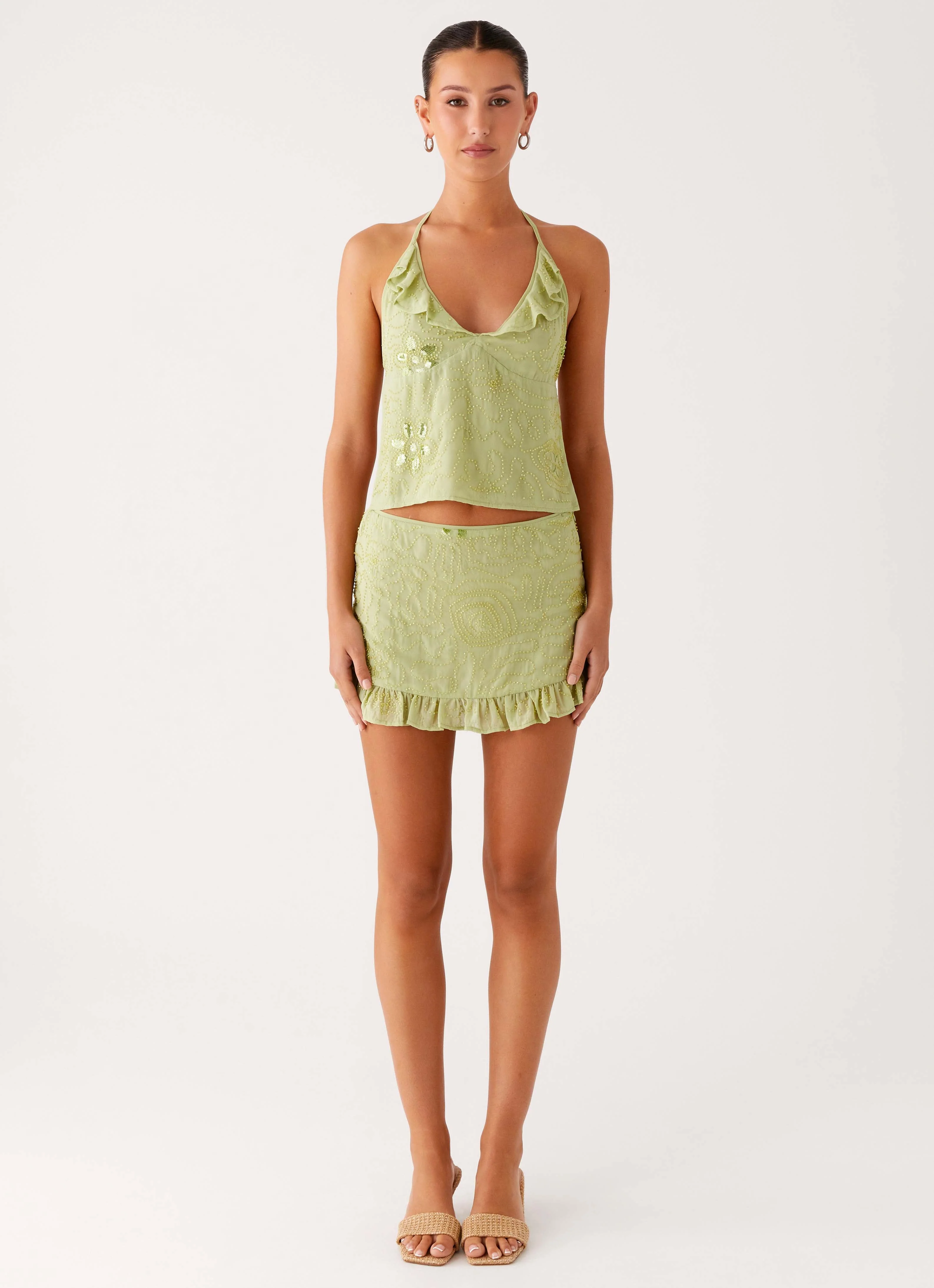 Savoir Beaded Halter Top - Mint - Image 2