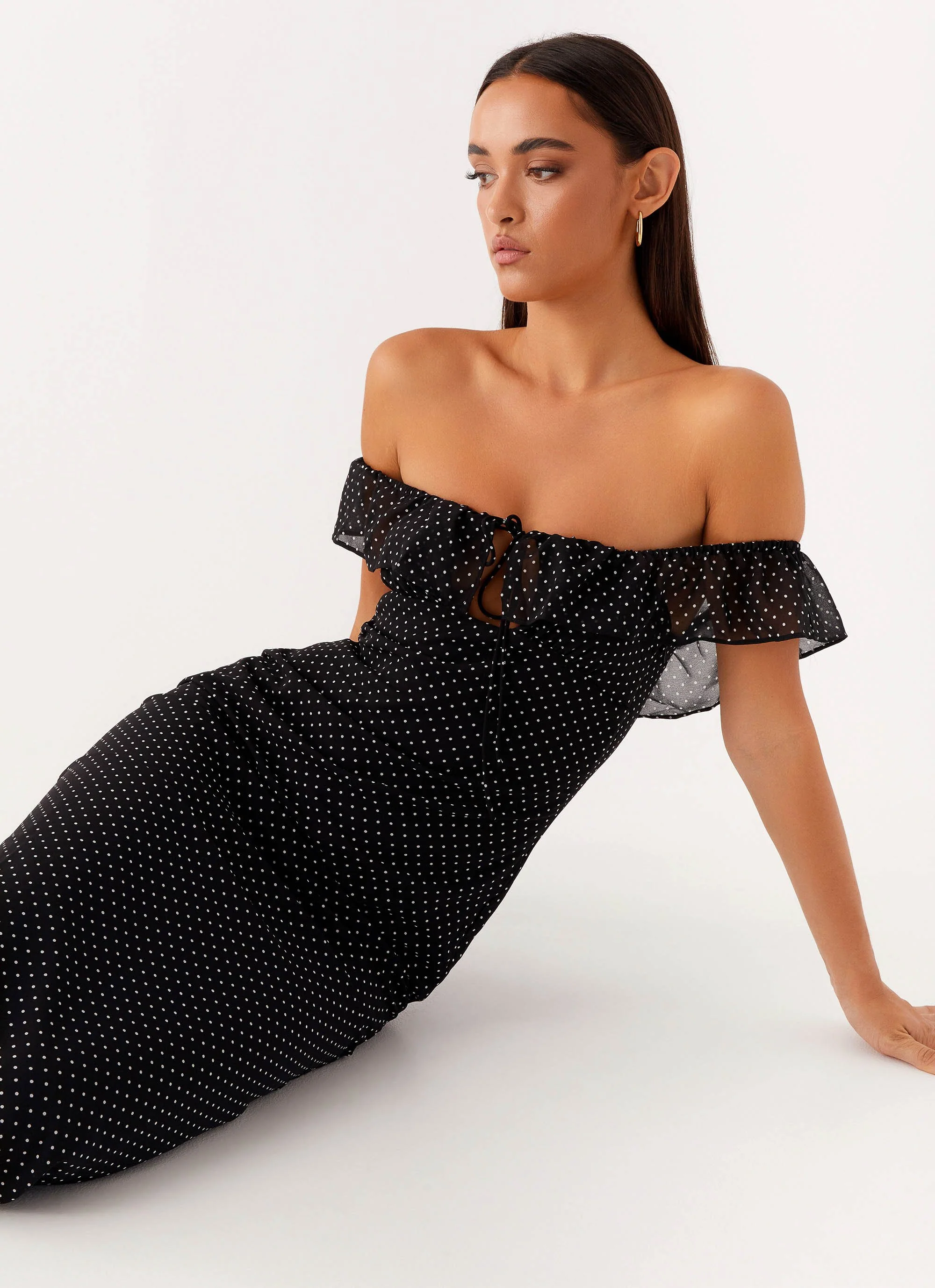 Scarlet Cherry Maxi Dress - Black Polka Dot - Image 6