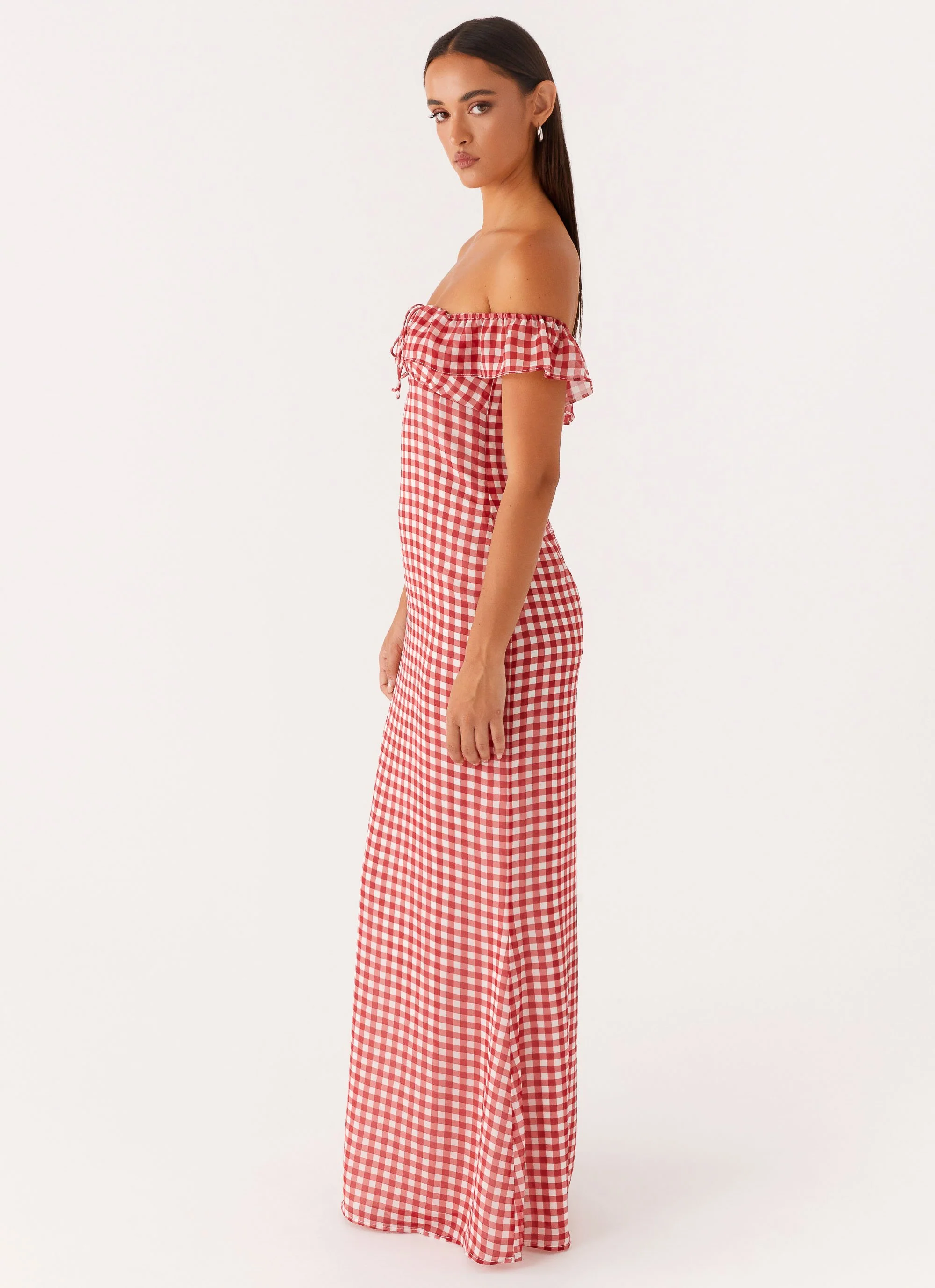 Scarlet Cherry Maxi Dress - Red Gingham - Image 3