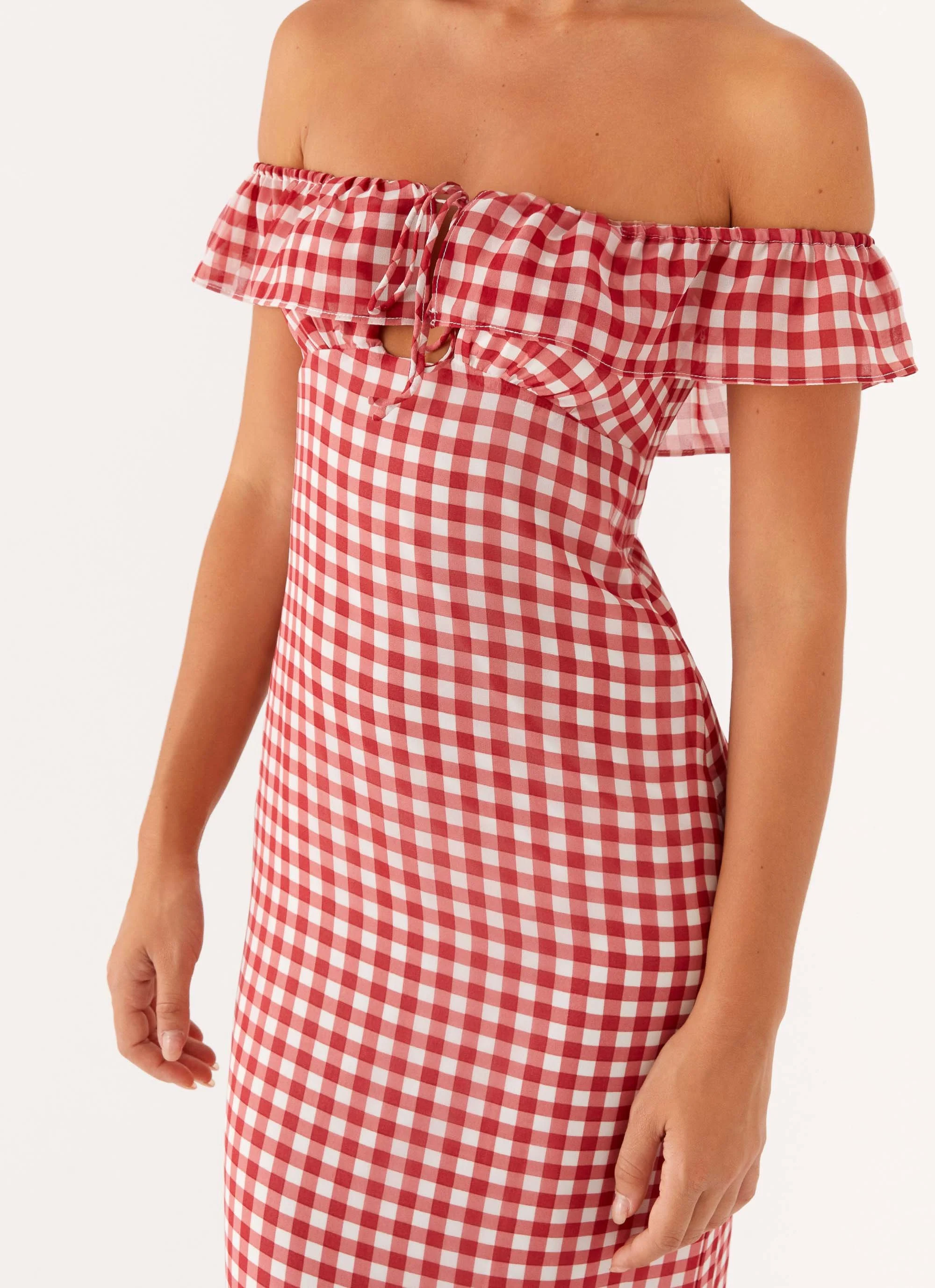 Scarlet Cherry Maxi Dress - Red Gingham - Image 5
