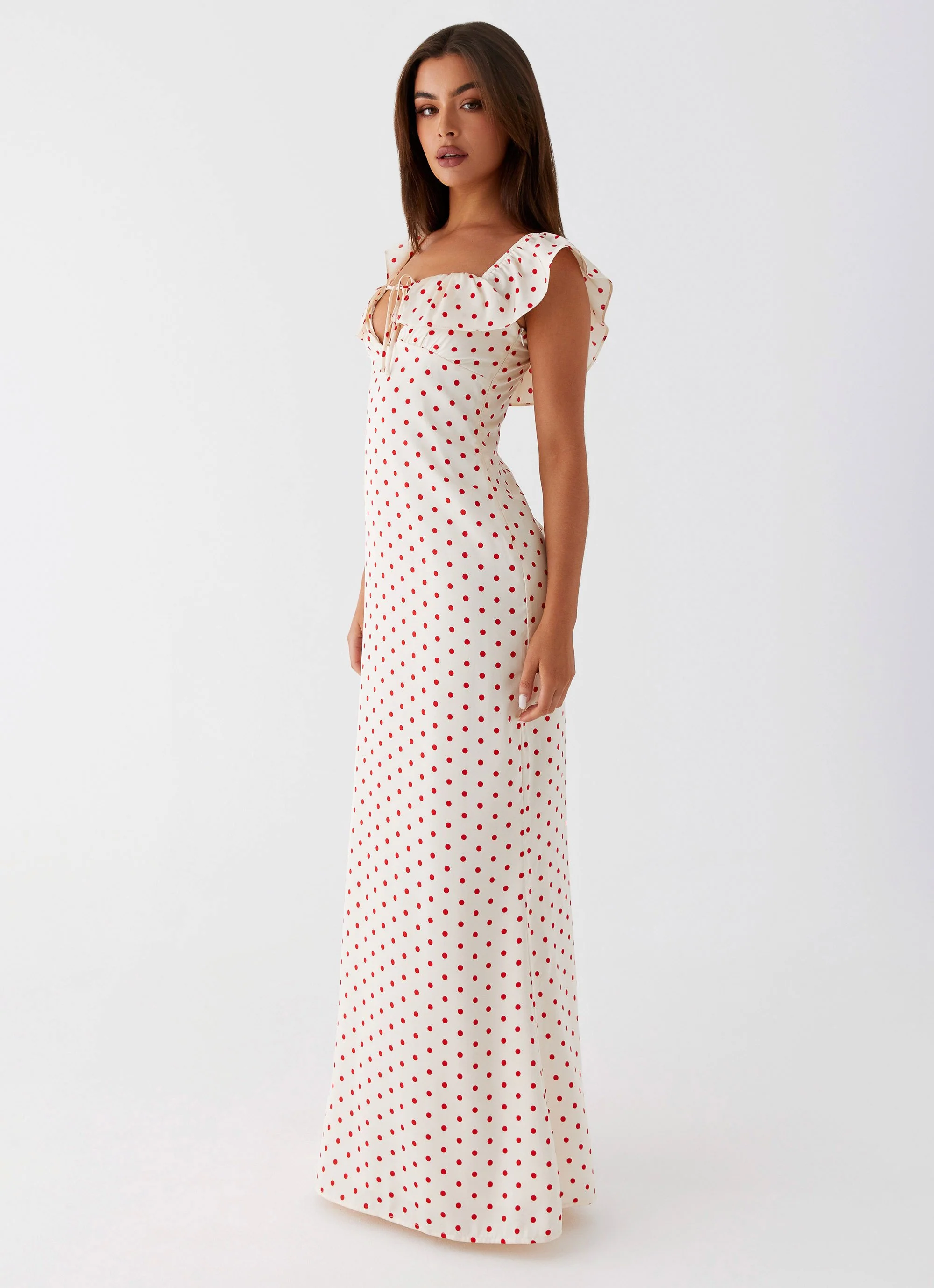Scarlet Cherry Maxi Dress - Red Polka Dot - Image 4