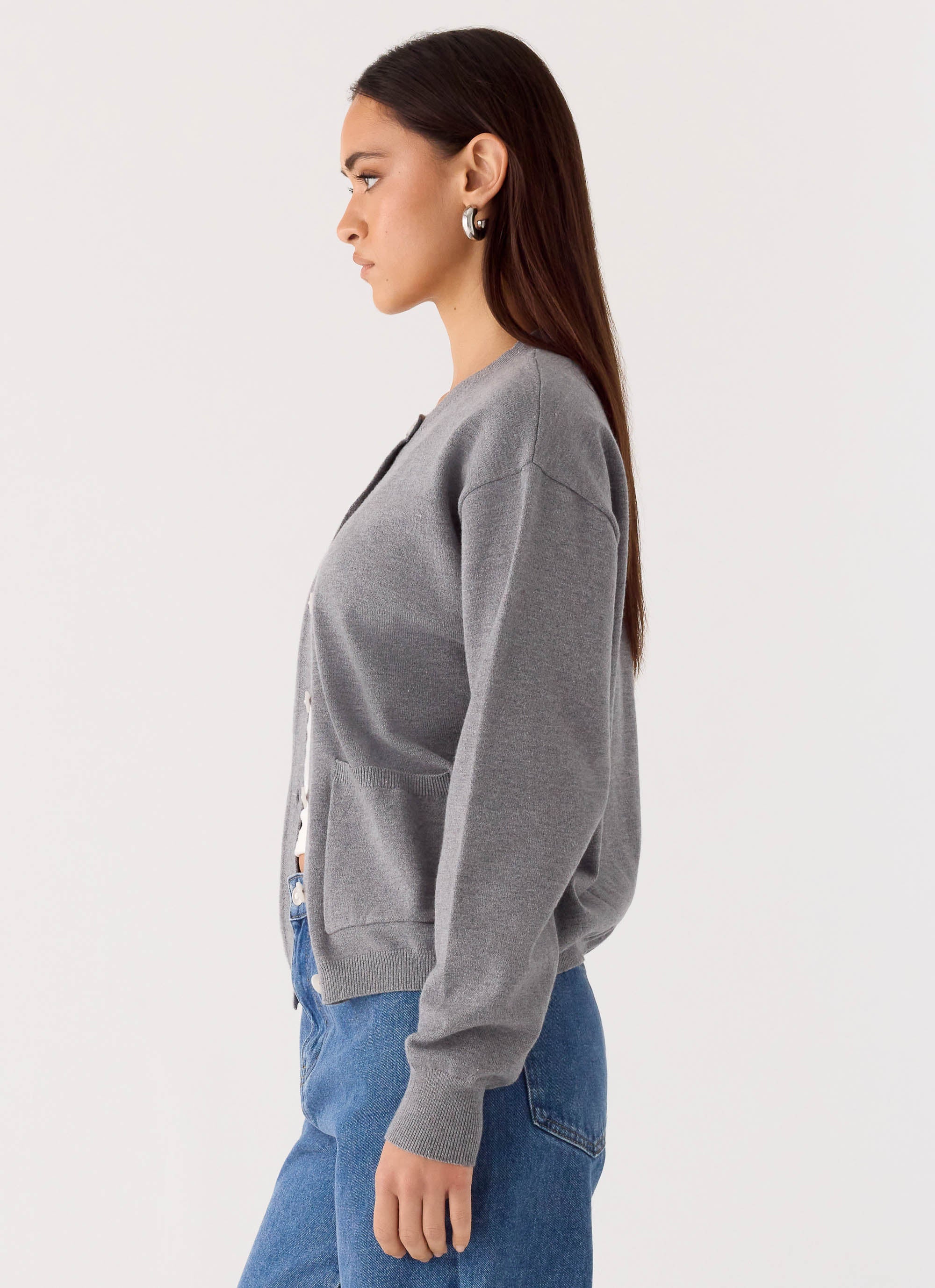 Sean Relaxed Knit Cardigan - Grey - Image 3